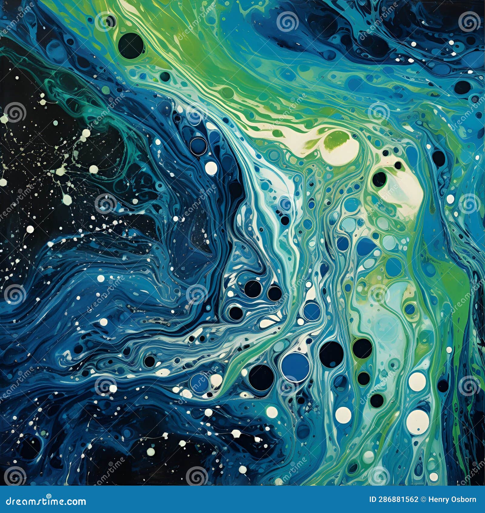 Oceanic Currents in the Style of Jackson Pollock Stock Photo Image of