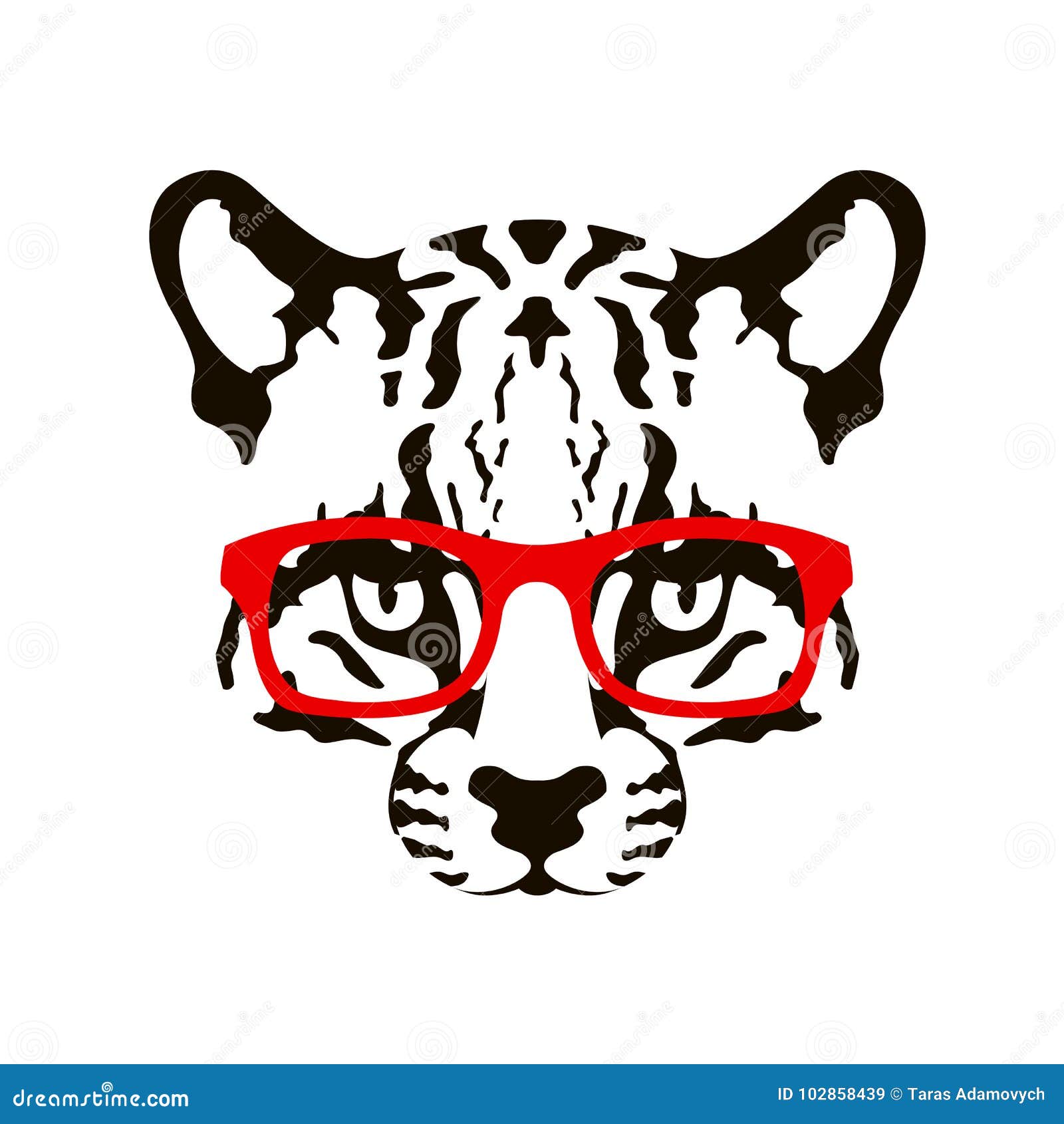 Ocelot Face in Glasses Vector Illustration Flat Stock Vector ...