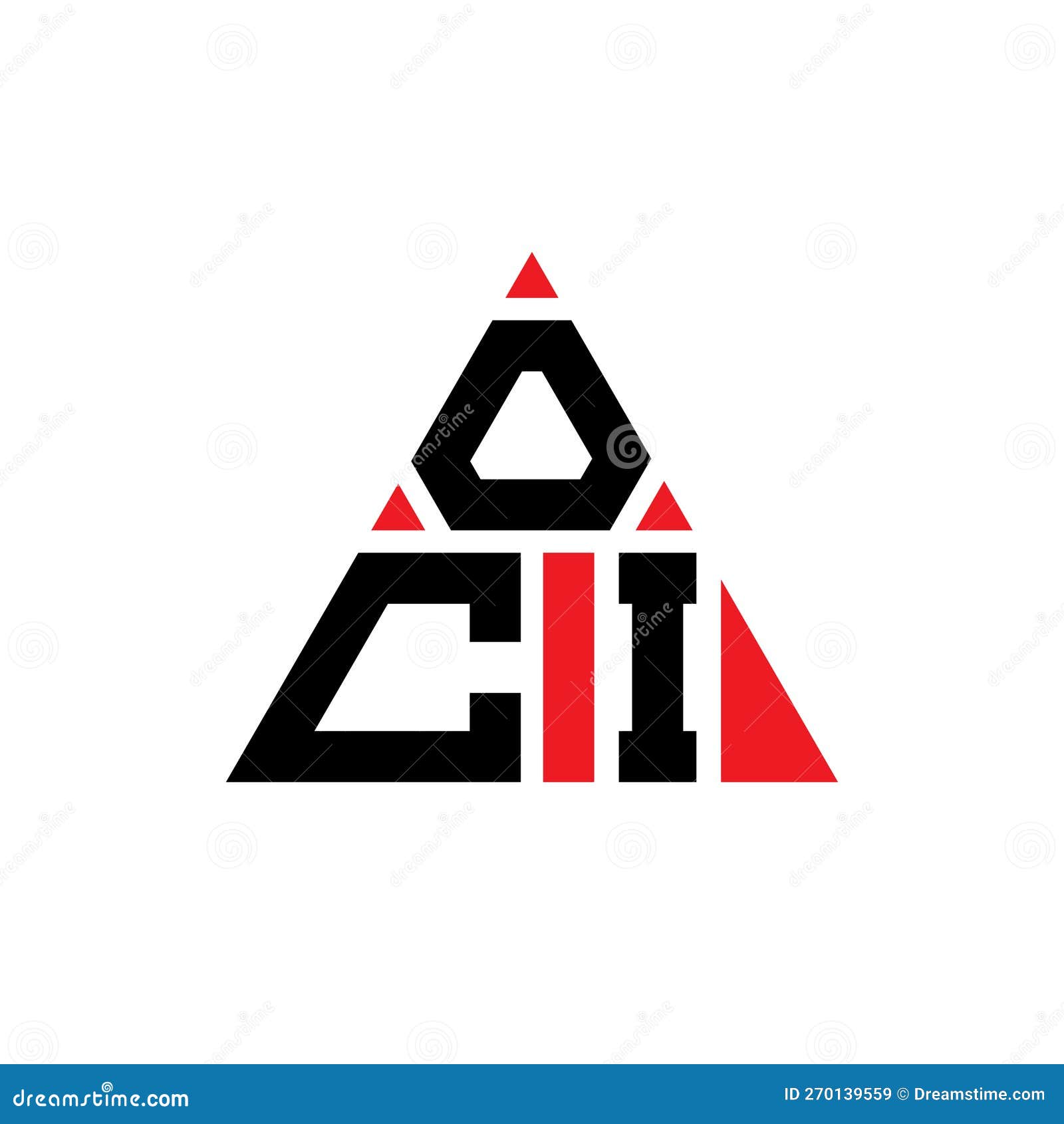 oci triangle letter logo  with triangle . oci triangle logo  monogram. oci triangle  logo template with red