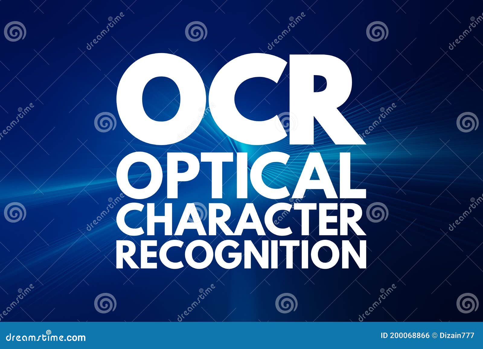 ocr - optical character recognition acronym, technology concept background