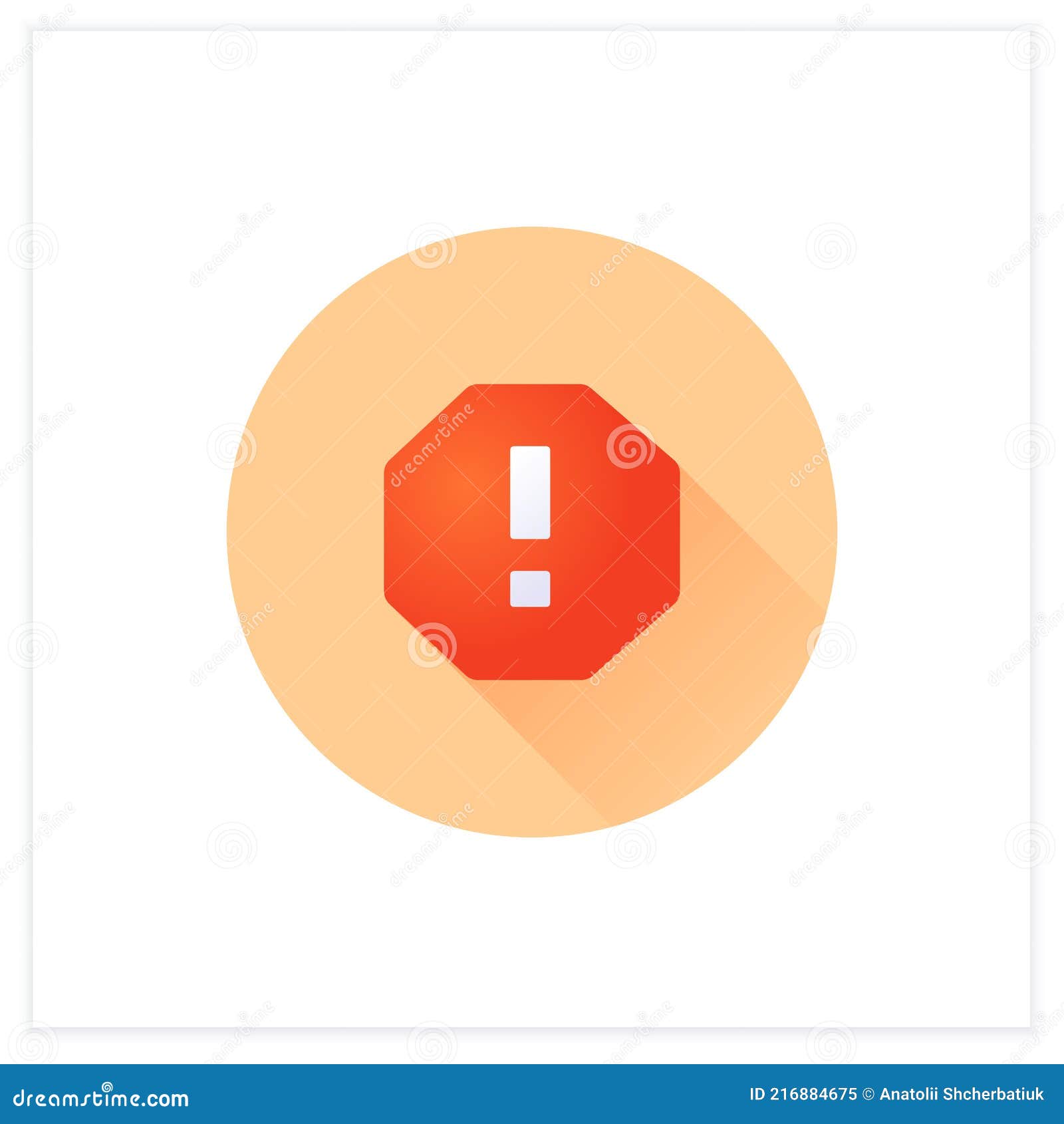 Octagon Hazard Sign Flat Icon Stock Vector Illustration of indicator