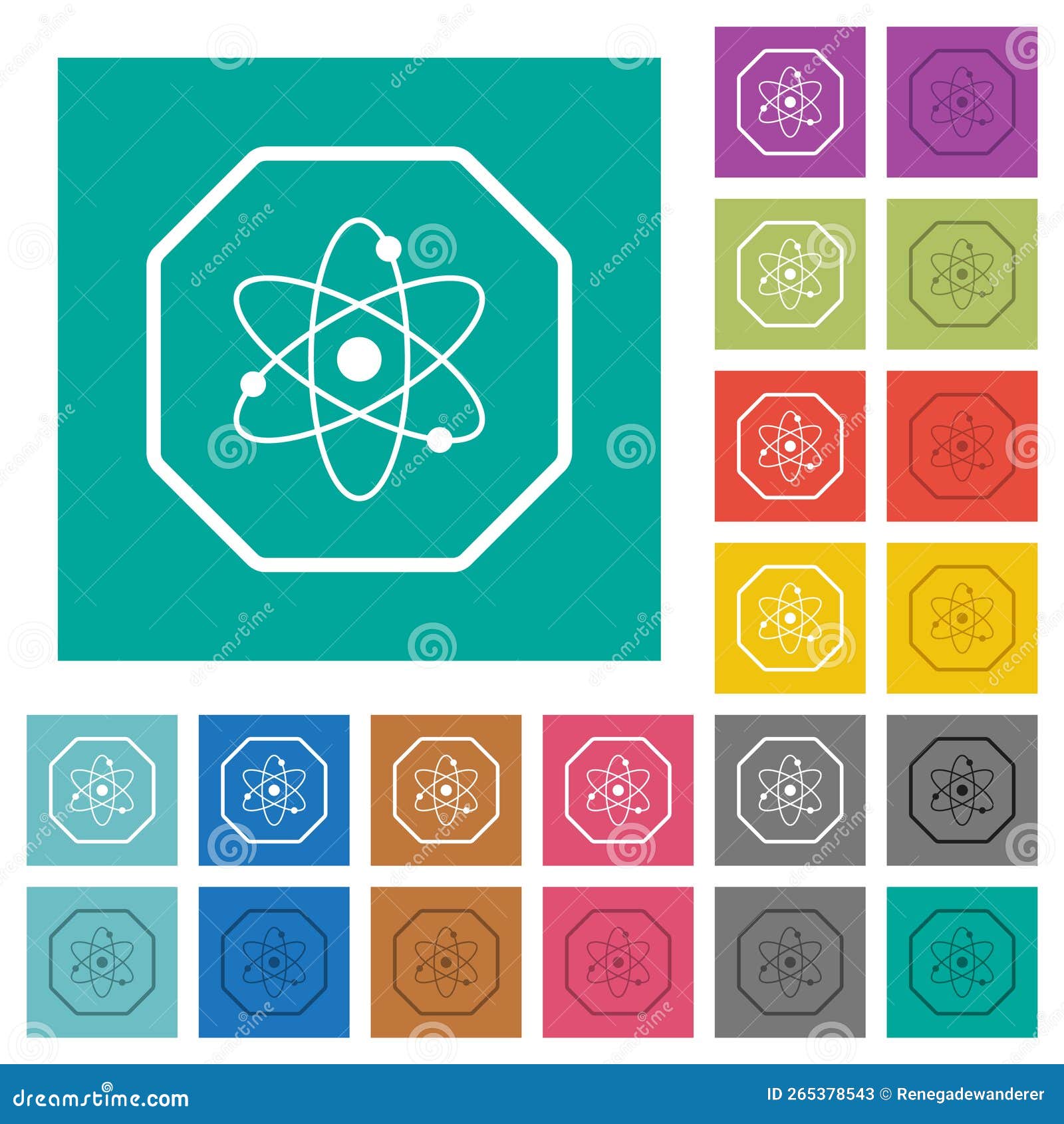 octagon d nuclear energy sanction sign outline square flat multi colored icons