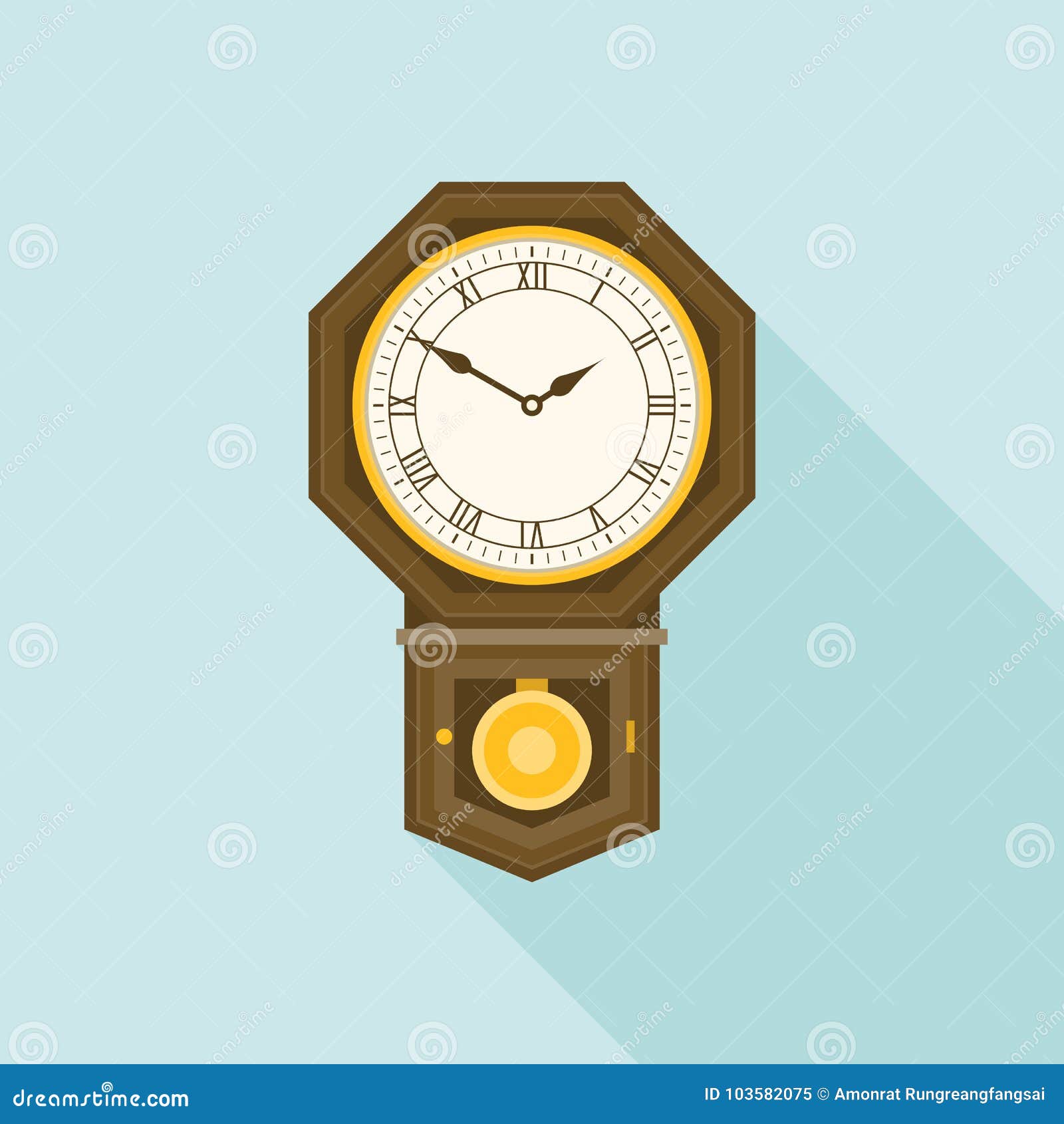 Octagon Shaped Wall Clock Stock Vector Illustration Of