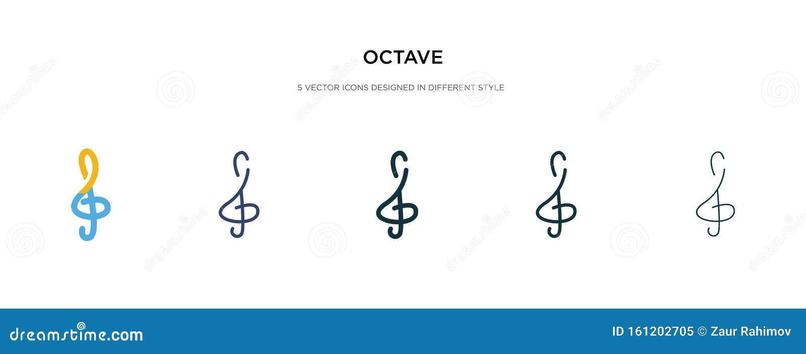 octave icon in different style  . two colored and black octave  icons ed in filled, outline, line