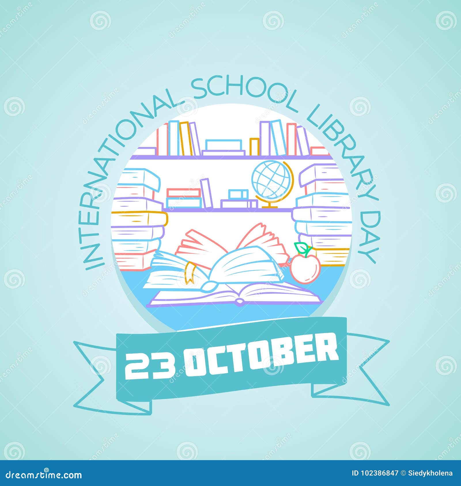 23 October International School Library Day Stock Illustration