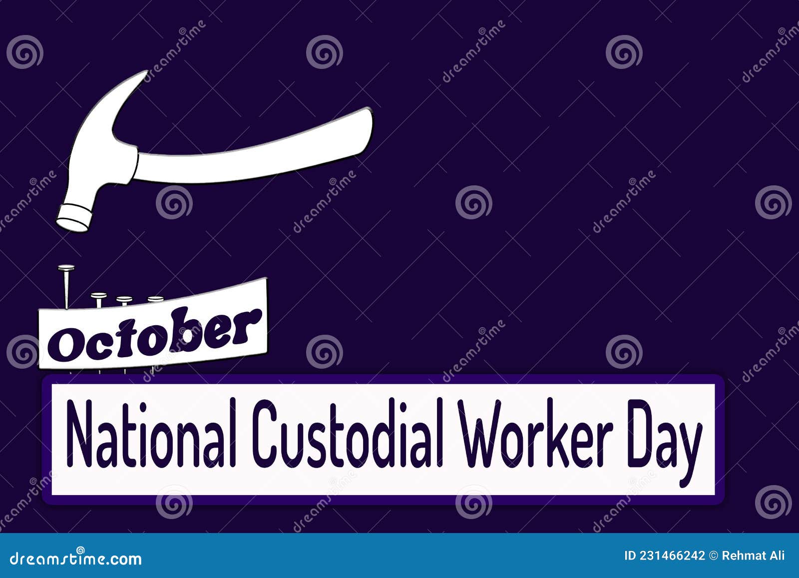 October Month, Day of October.National Custodial Worker Day, on Blue