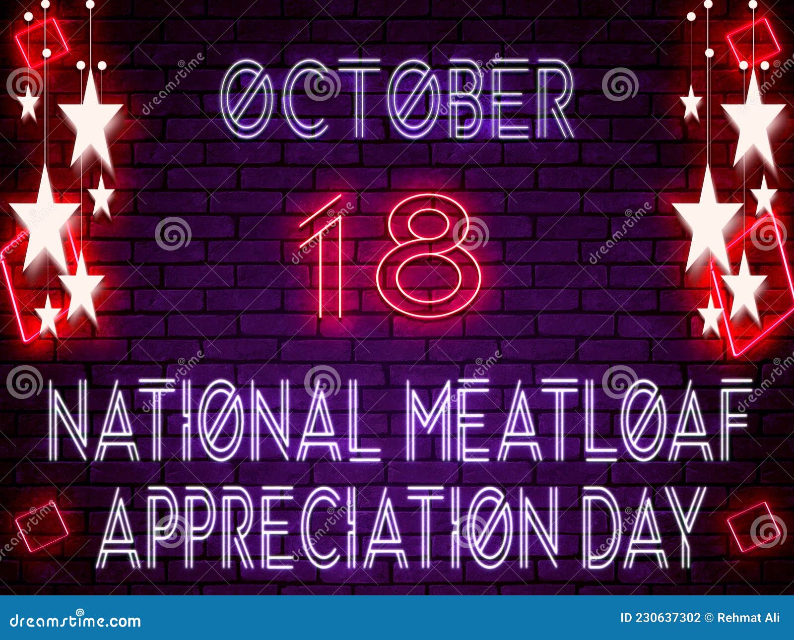 18 October, National Meatloaf Appreciation Day, Neon Text Effect on