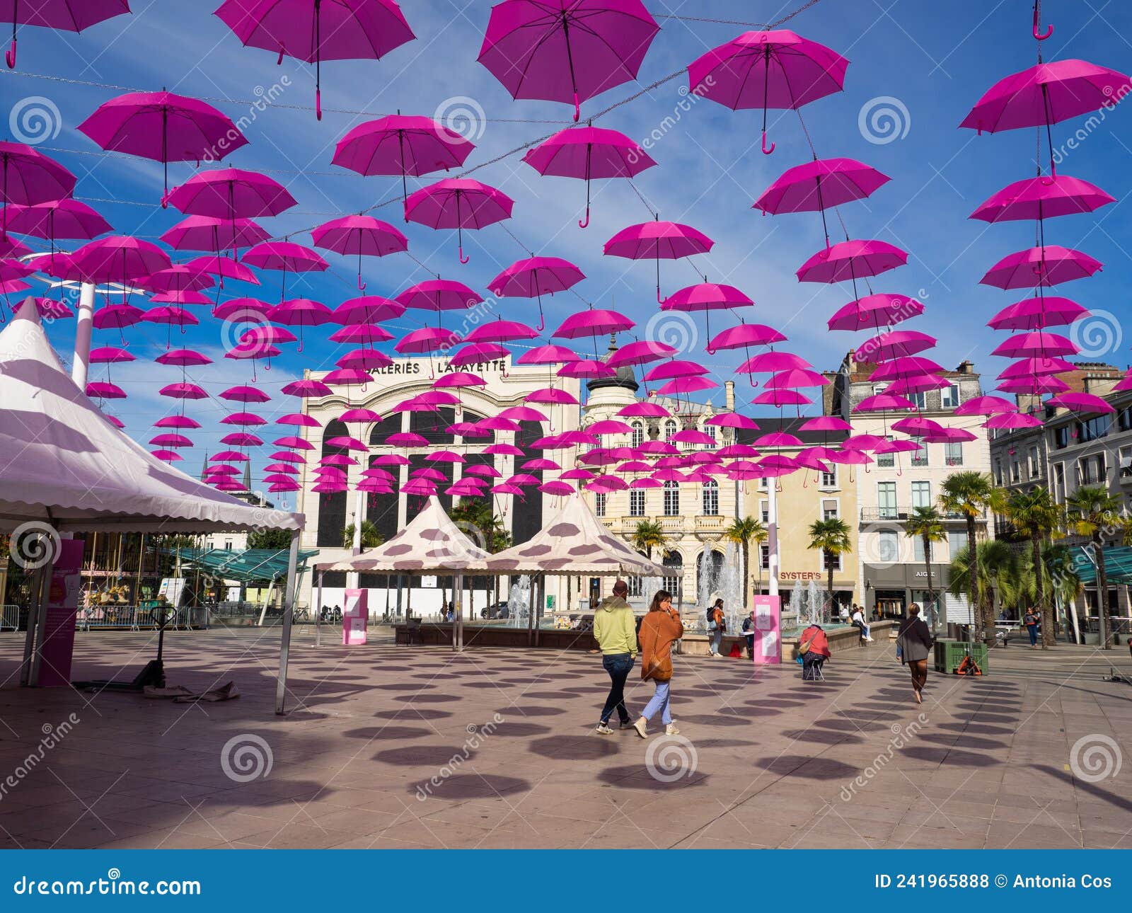 October 18, 2021. Pau City in the South of France, a Lot of Pink ...