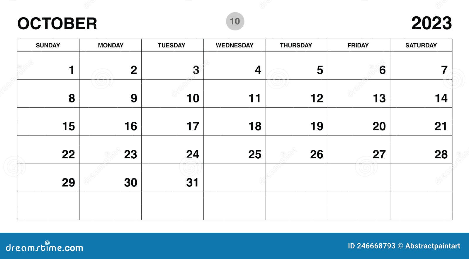 October 2023 Year Planner Template, Calendar 2023 Template, Monthly and