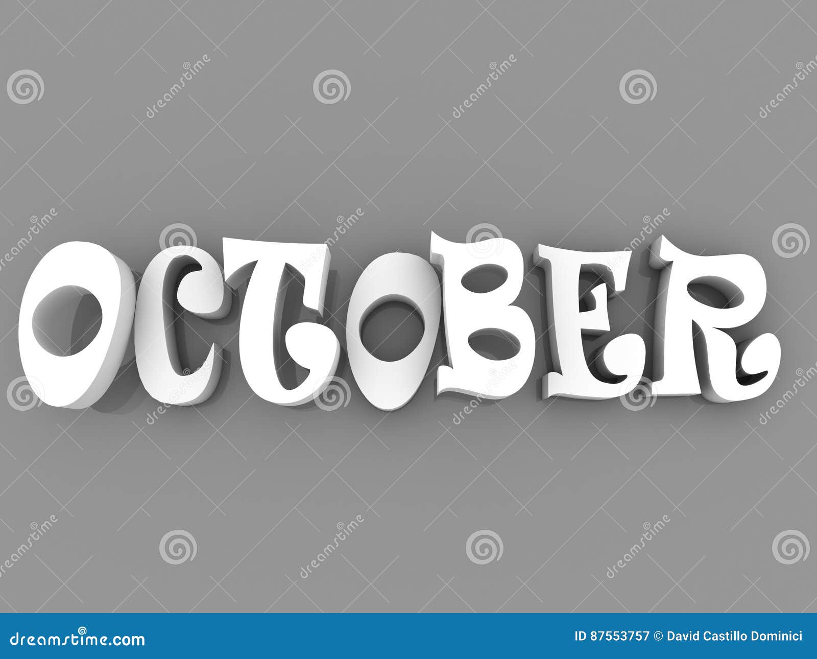 October Sign with Colour Black and White. 3d Paper Illustration. Stock ...