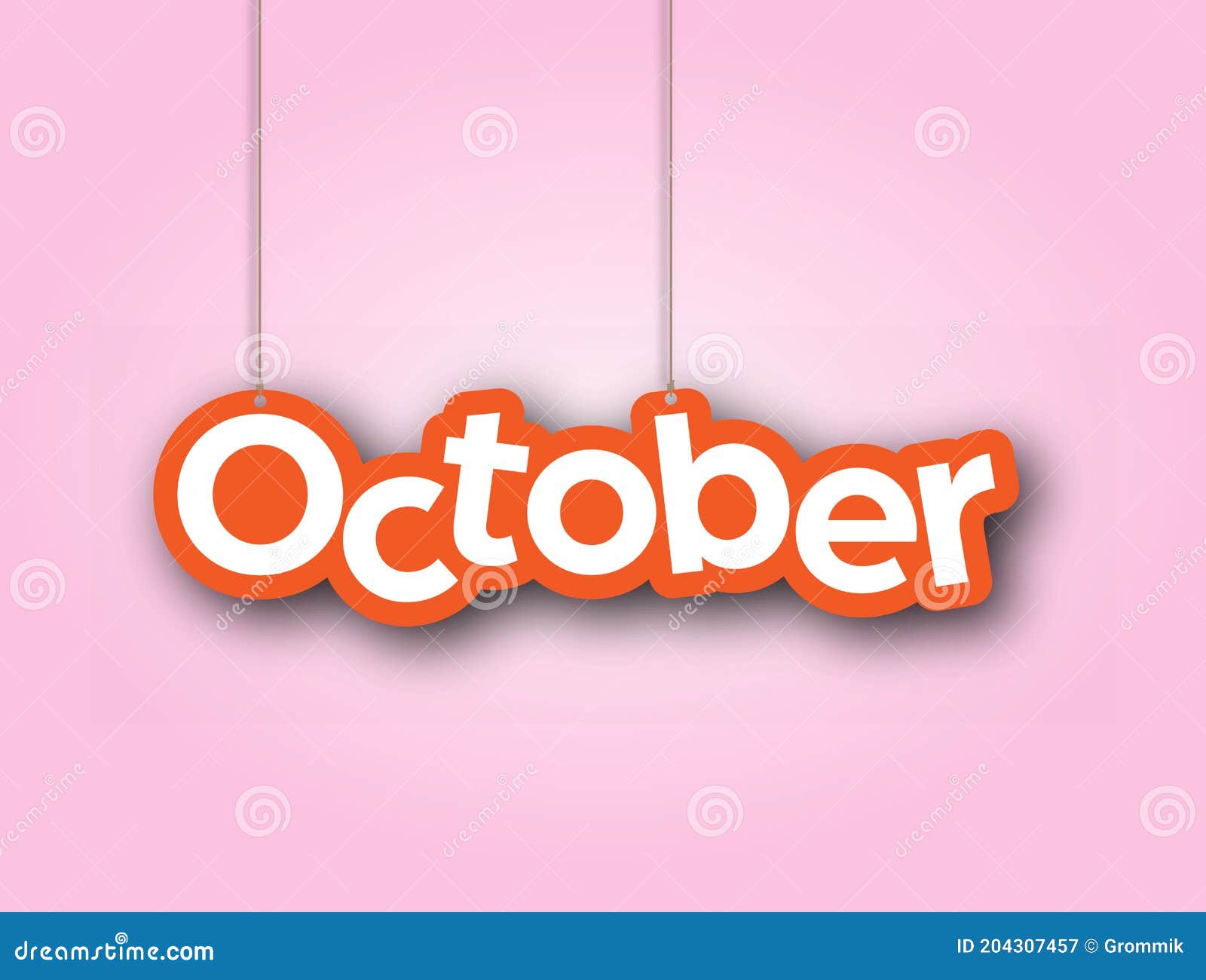 OCTOBER. a Sign with the Name of the Month of the Year Hangs on the