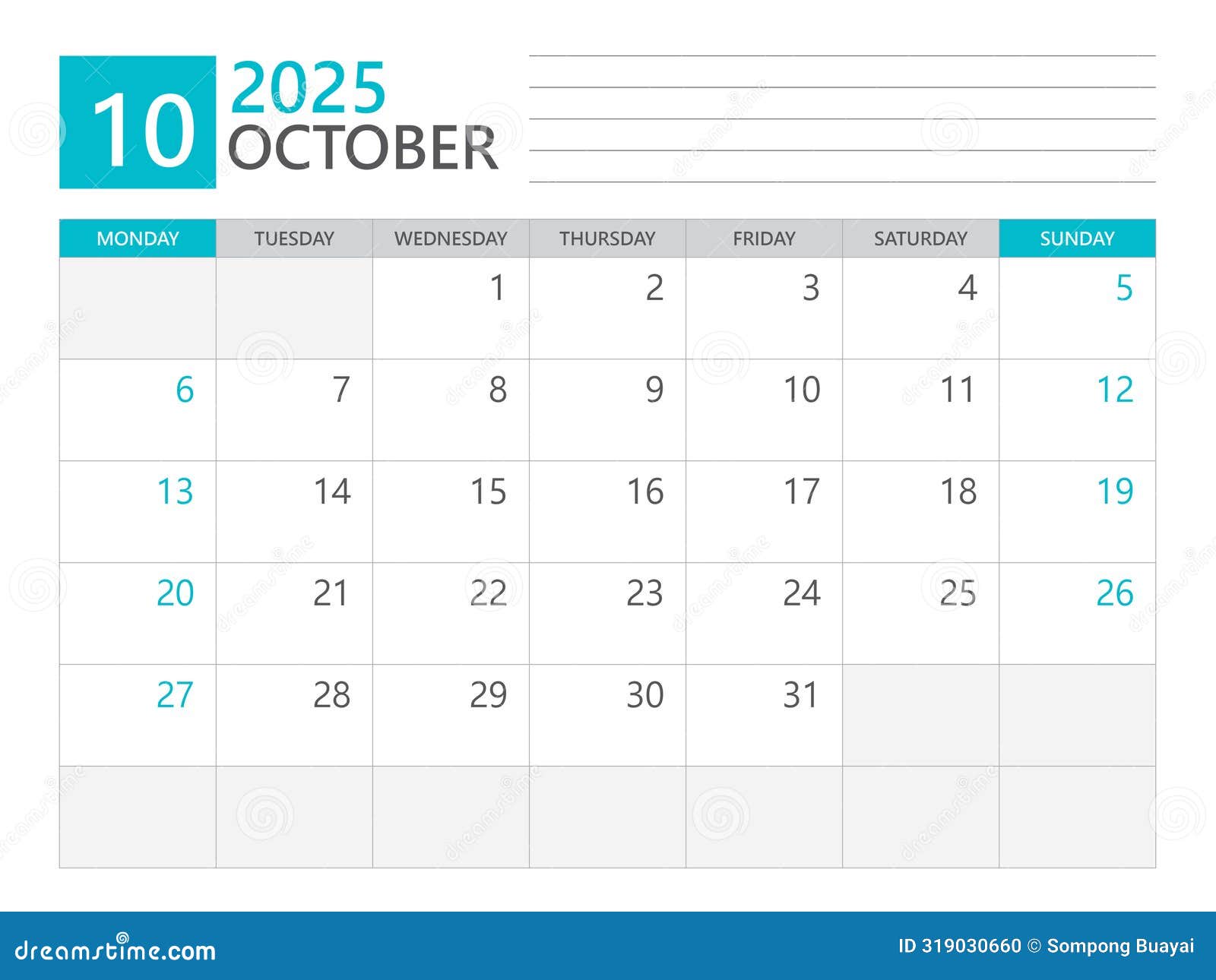 October 2025 Template, Calendar Planner 2025, Week Start On Monday, Desk Calendar 2025 Year