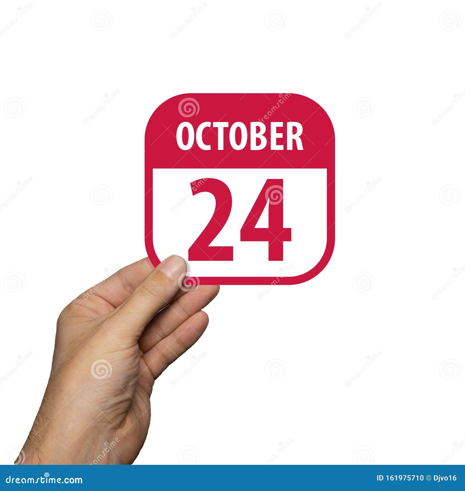 October 24th. Day 24 of Month,hand Hold Simple Calendar Icon with Date