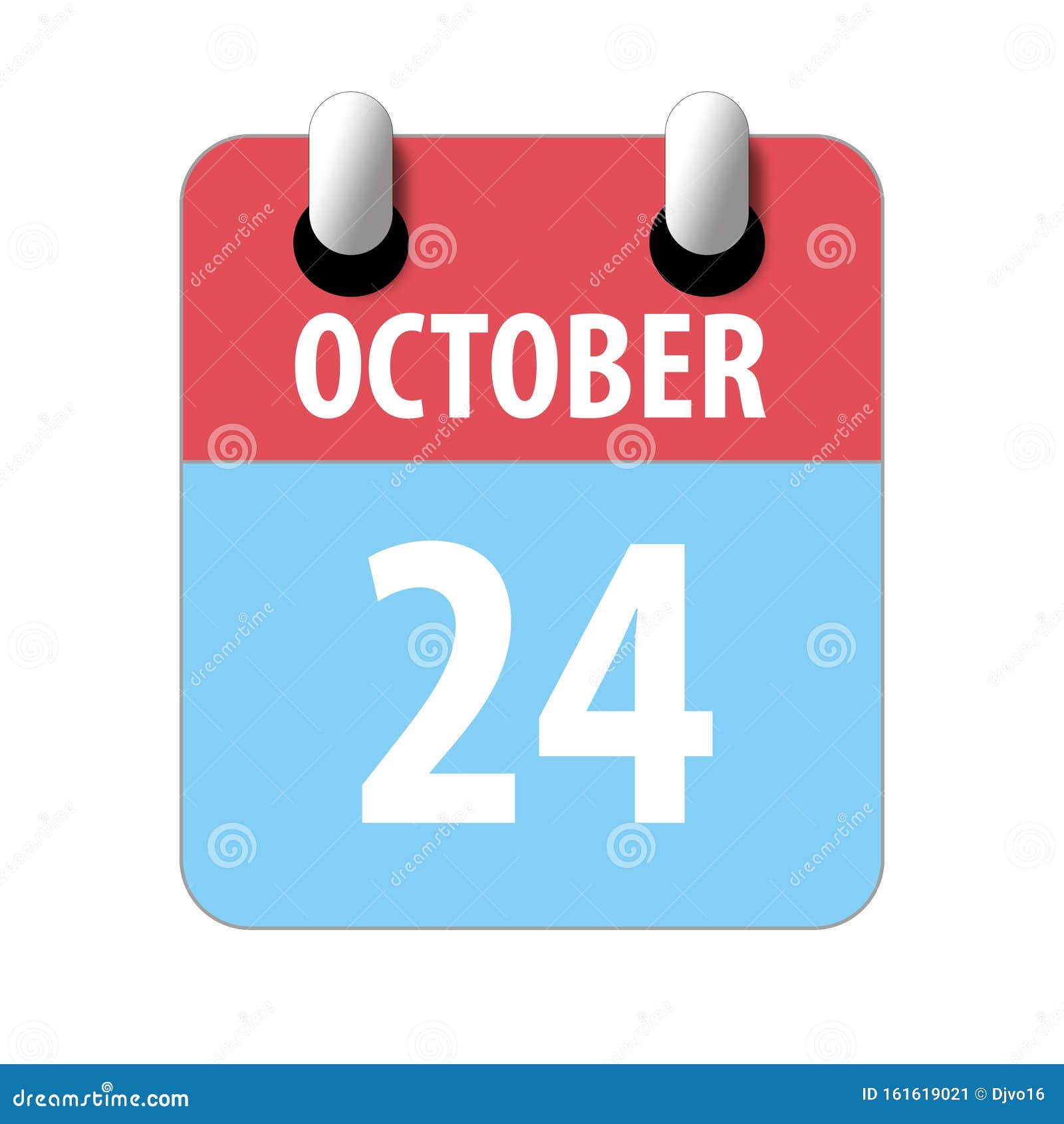 October 24th. Day 24 of Month,Simple Calendar Icon on White Background