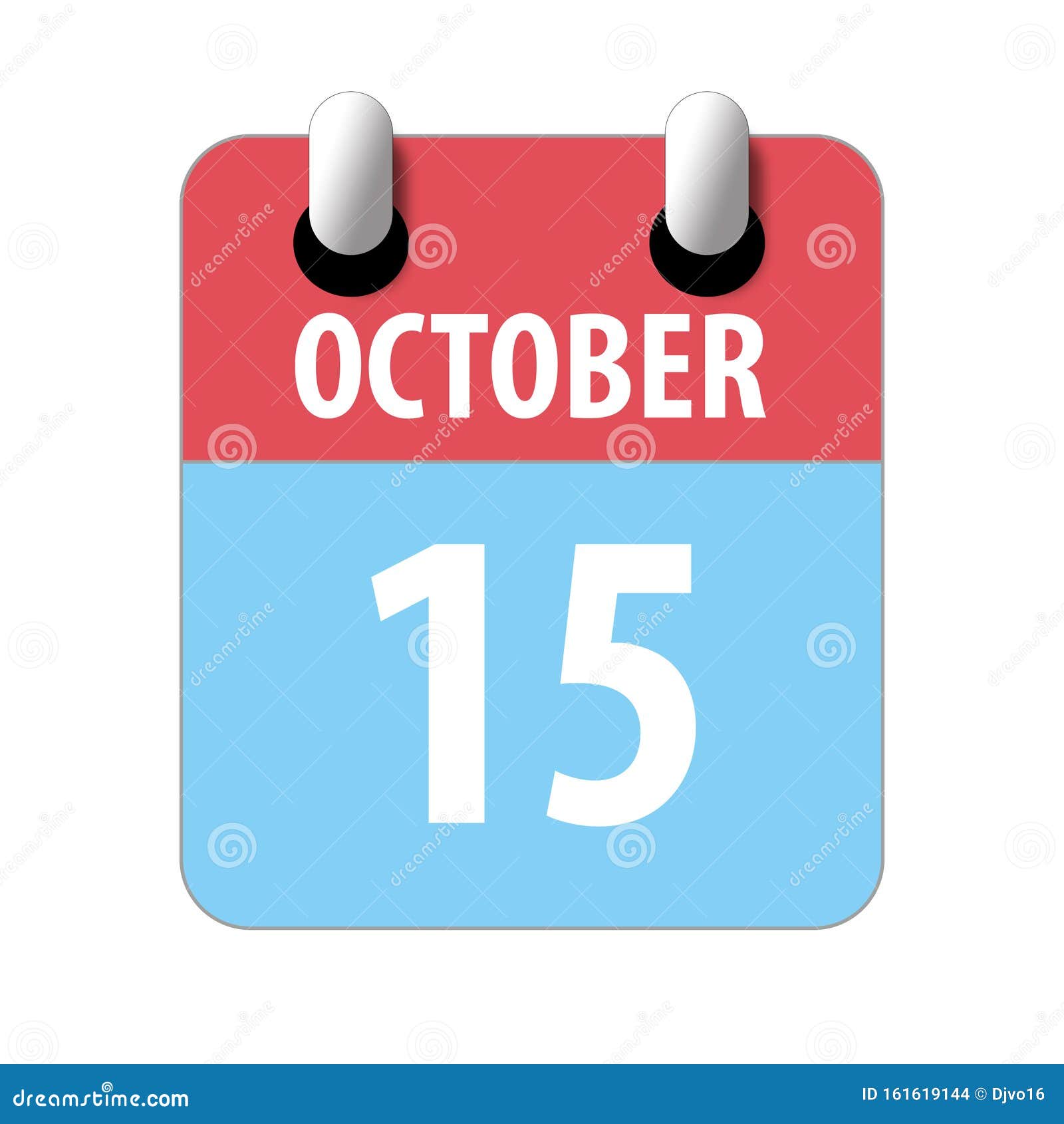 October 15th. Day 15 of Month,Simple Calendar Icon on White Background