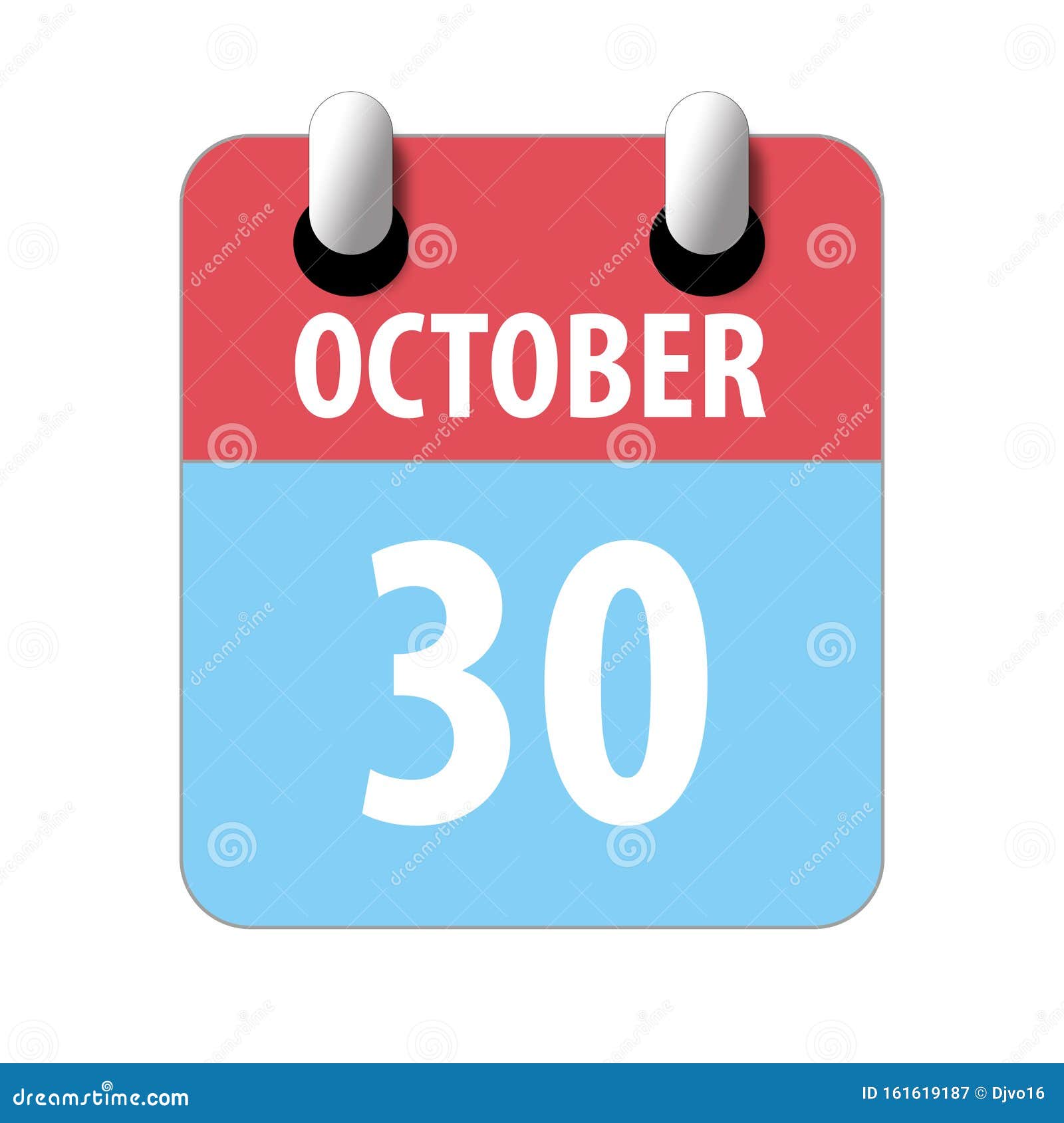 October 30th. Day 30 of Month,Simple Calendar Icon on White Background