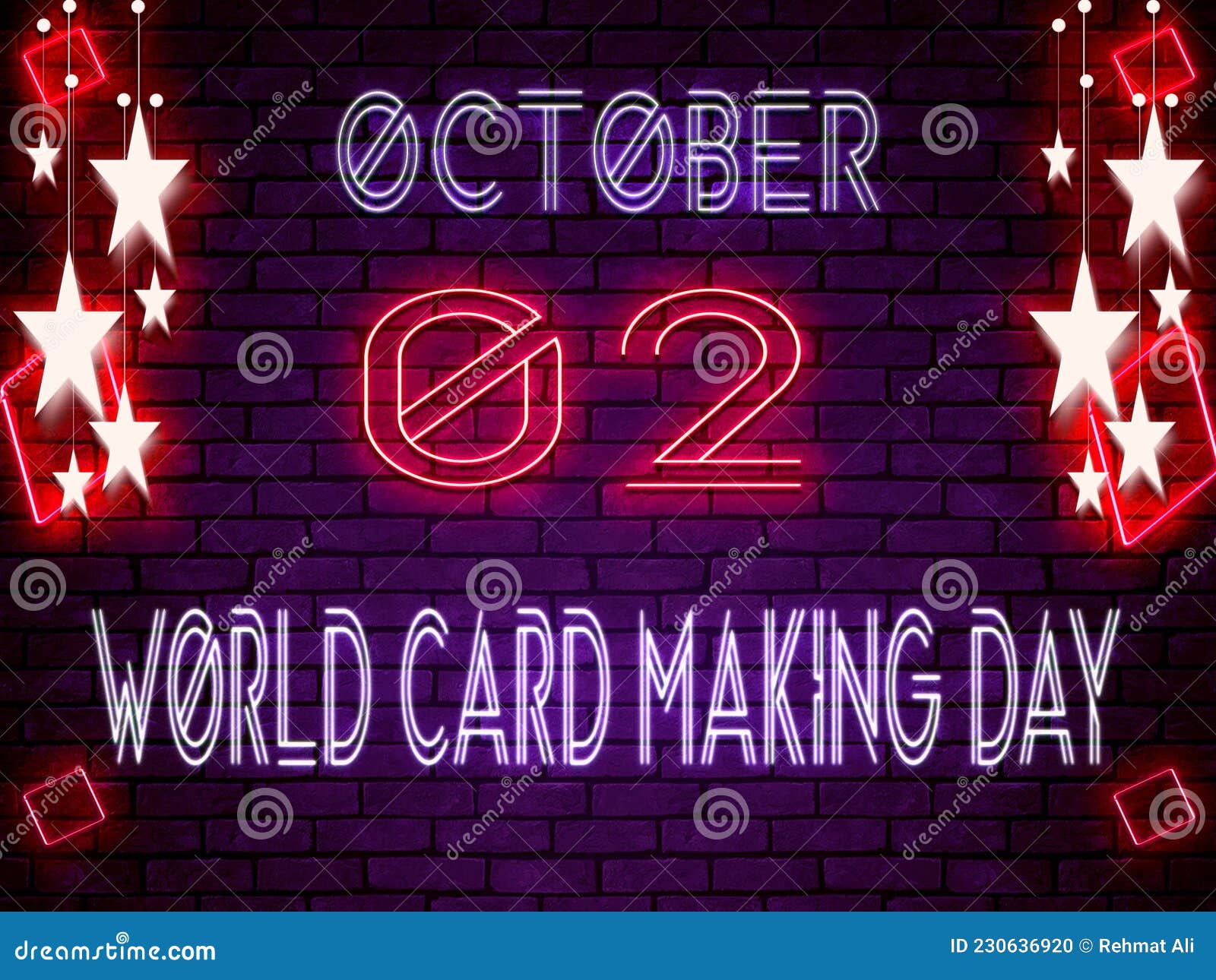 02 October, World Card Making Day, Neon Text Effect on Bricks