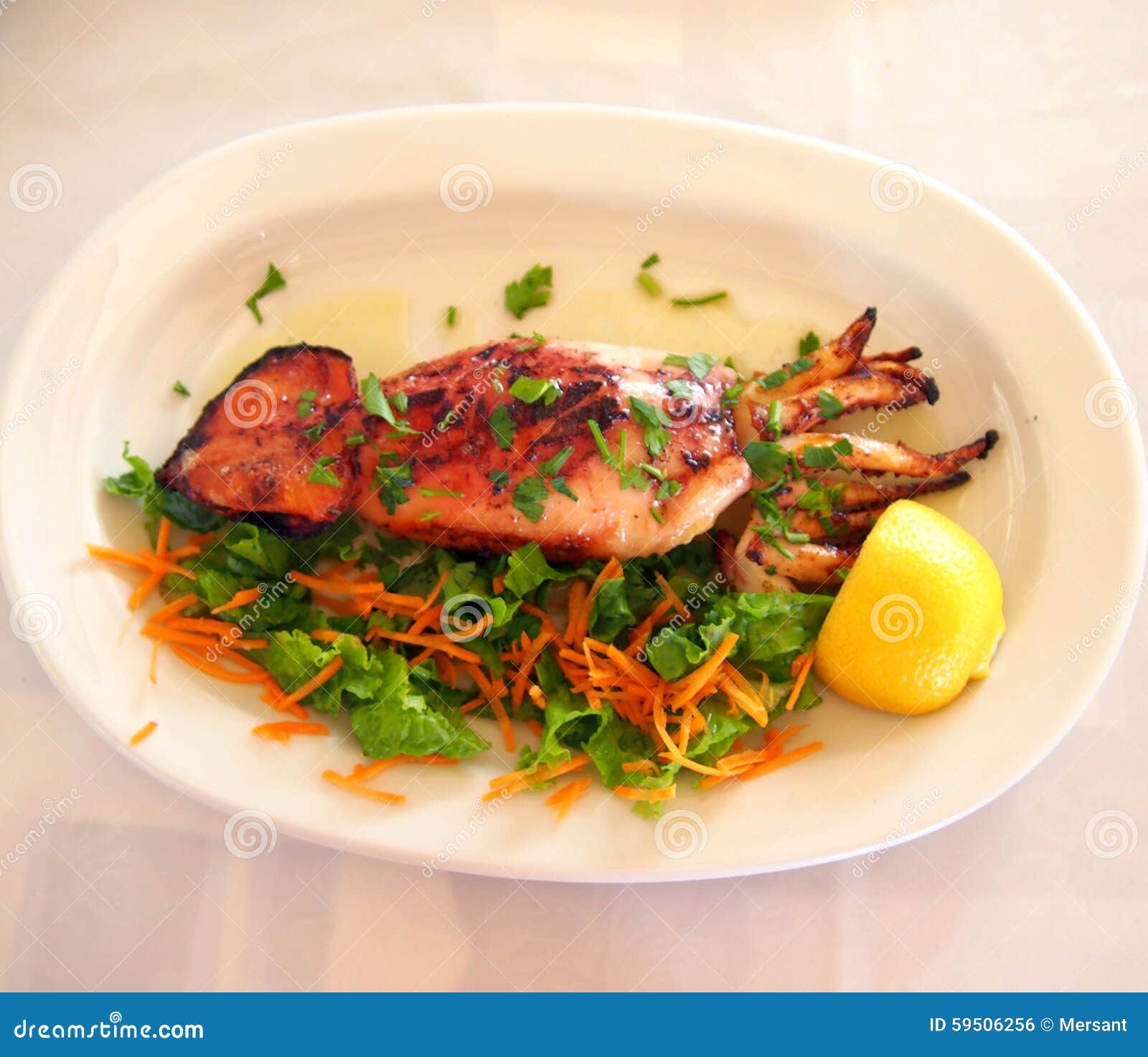 Octopus with cheese stock photo. Image of lemon, vegetable 59506256