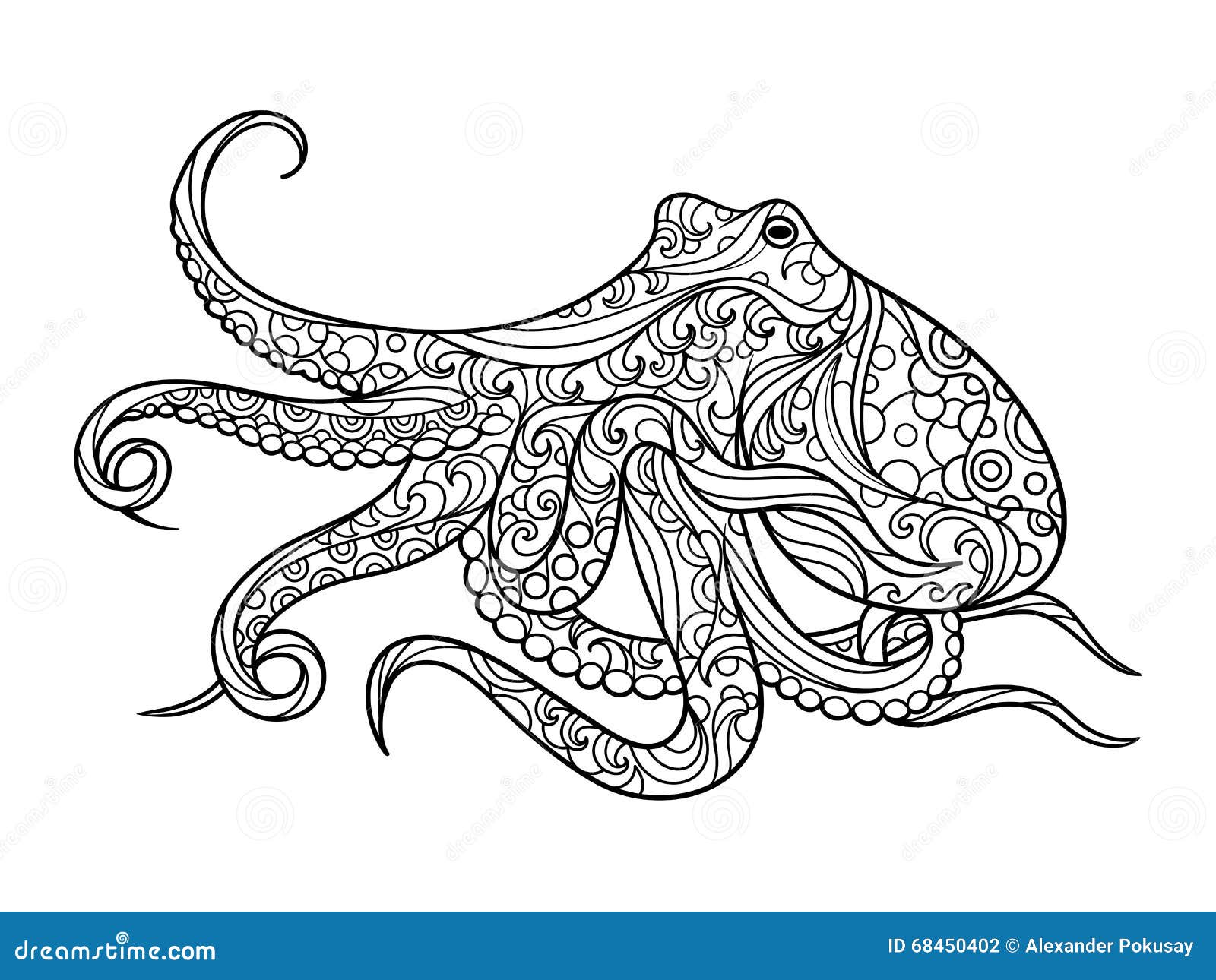 Octopus Coloring Book For Adults Vector Stock Vector