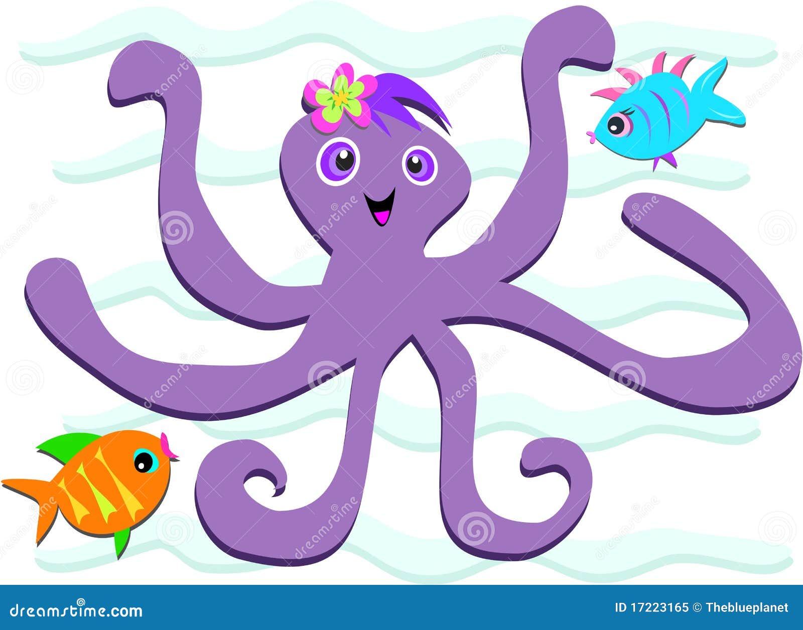 Octopus with Fish Friends stock vector. Illustration of marine 17223165