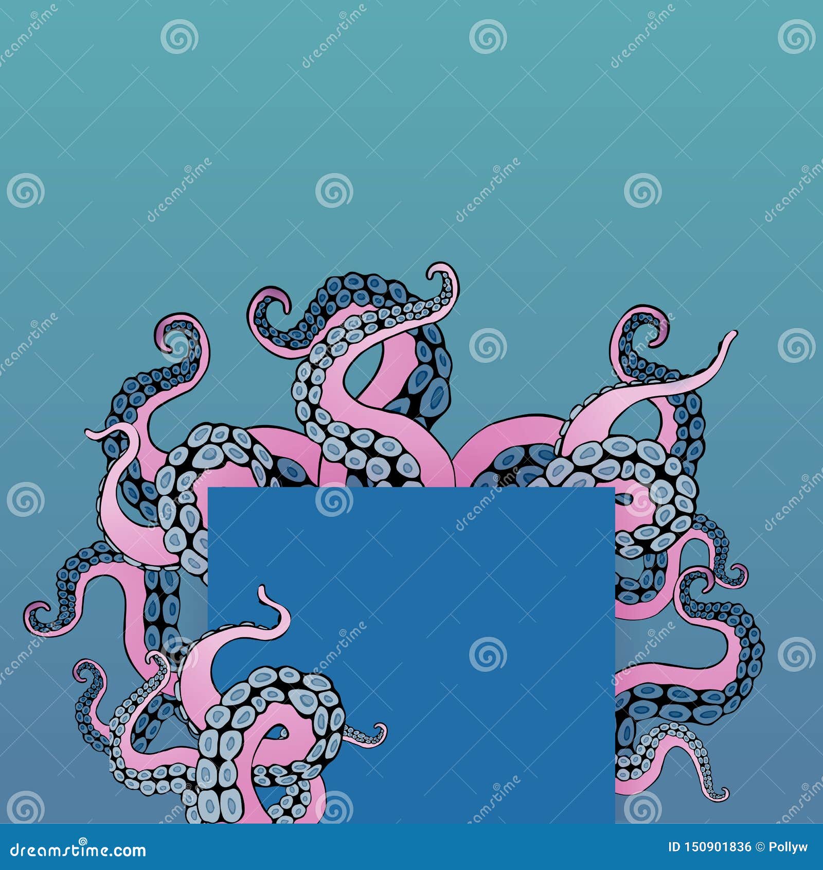 Octopus Frame Design Creative Ocean Doodle Stock Vector Illustration