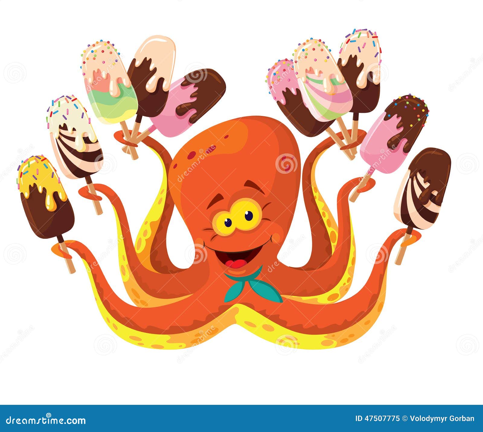 Octopus with ice cream stock vector. Illustration of eating 47507775