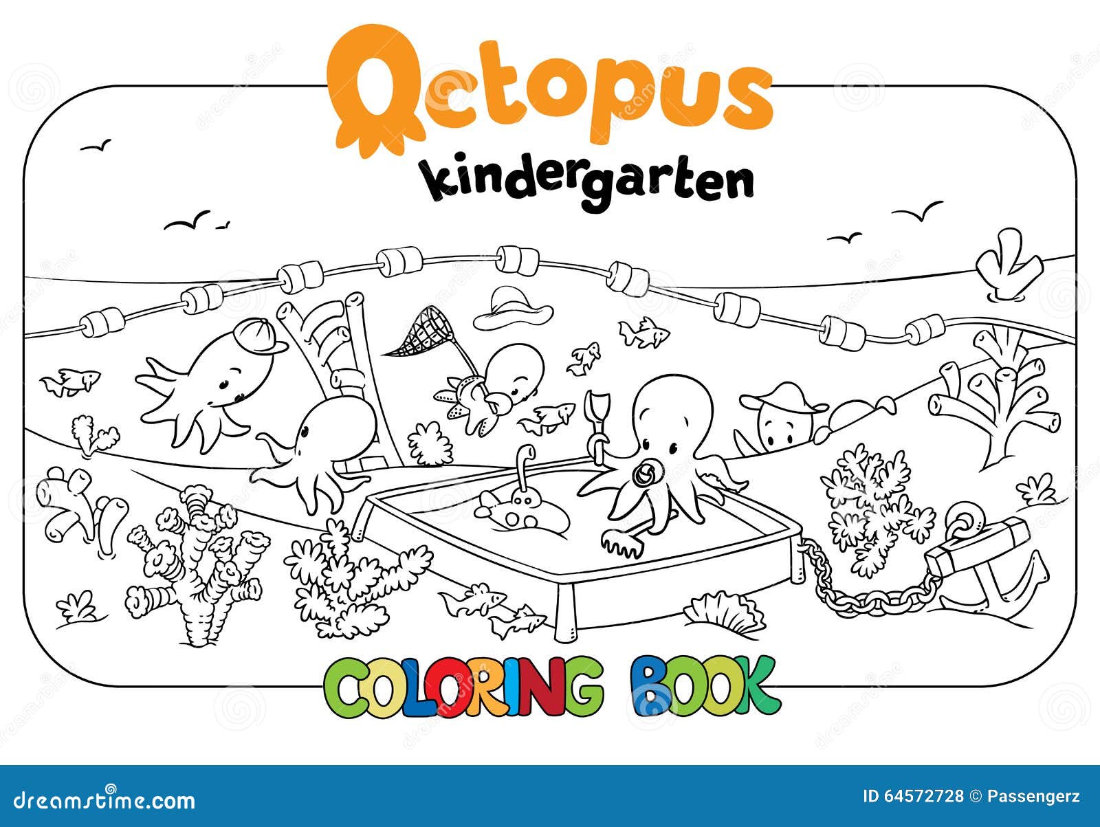 Octopus Kindergarten Coloring Book Stock Vector