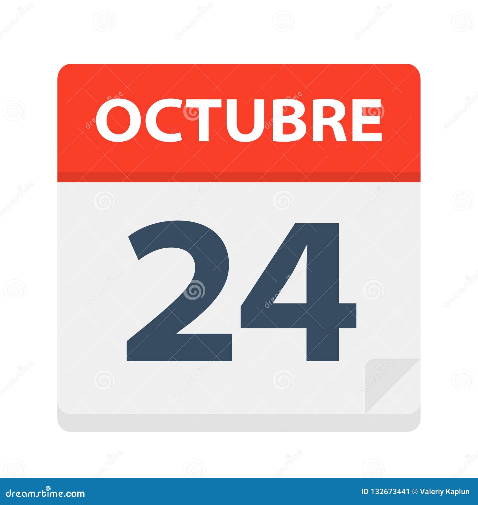 octubre 24 - calendar icon - october 24.   of spanish calendar leaf