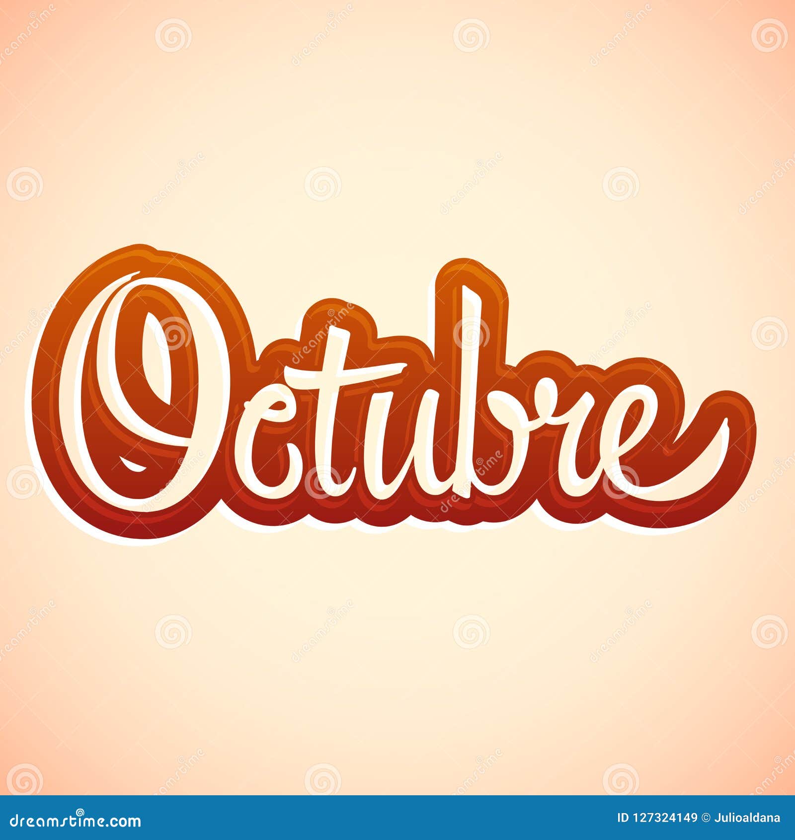 octubre, october spanish  sign lettering, icon emblem 