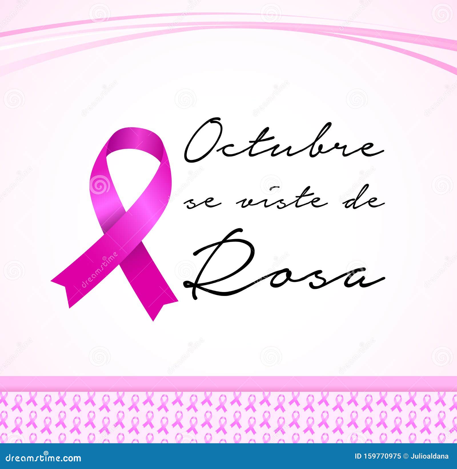 octubre se viste de rosa, october wears pink spanish text, breast cancer awareness month .