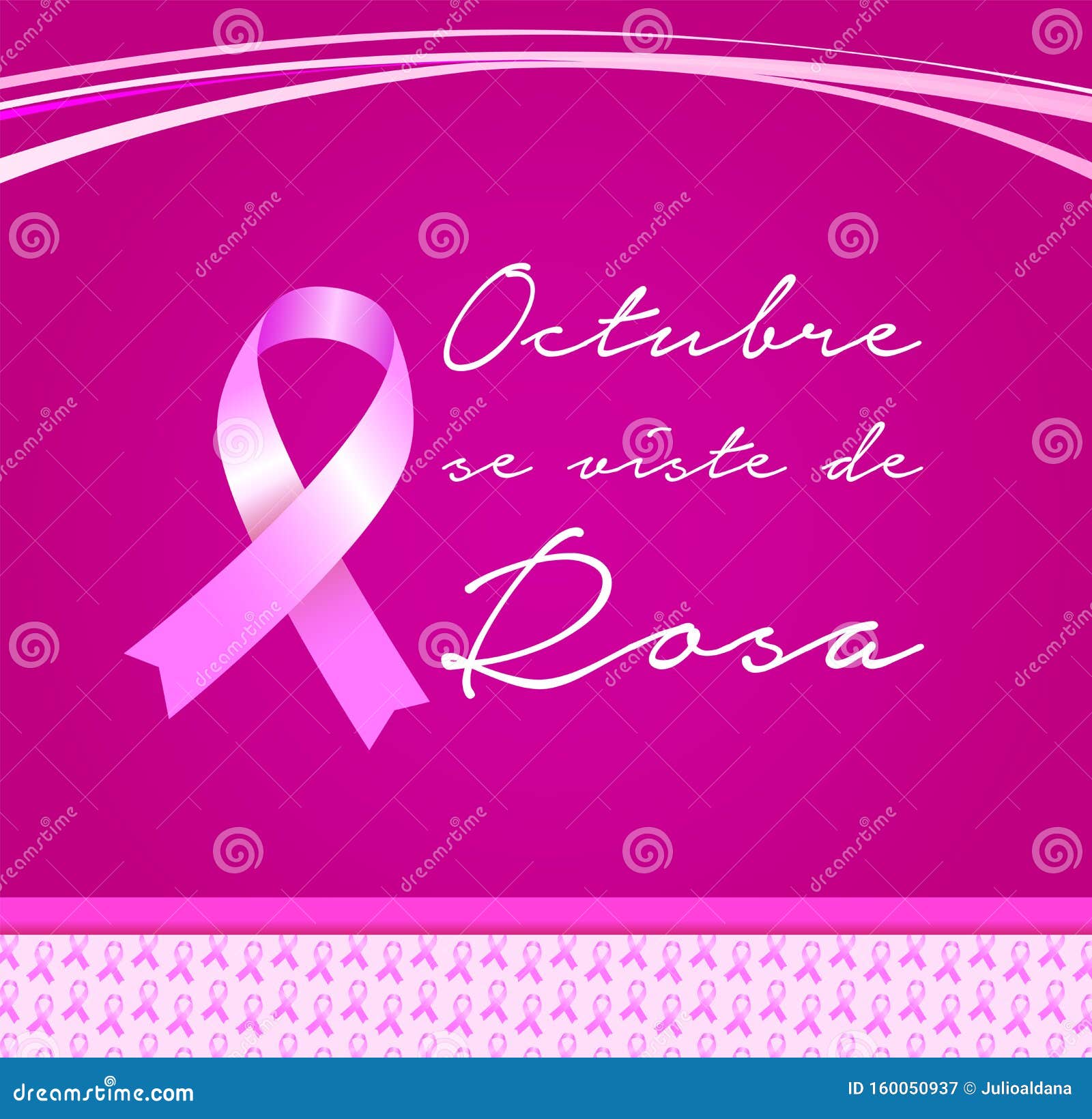 octubre se viste de rosa, october wears pink spanish text, breast cancer awareness month .