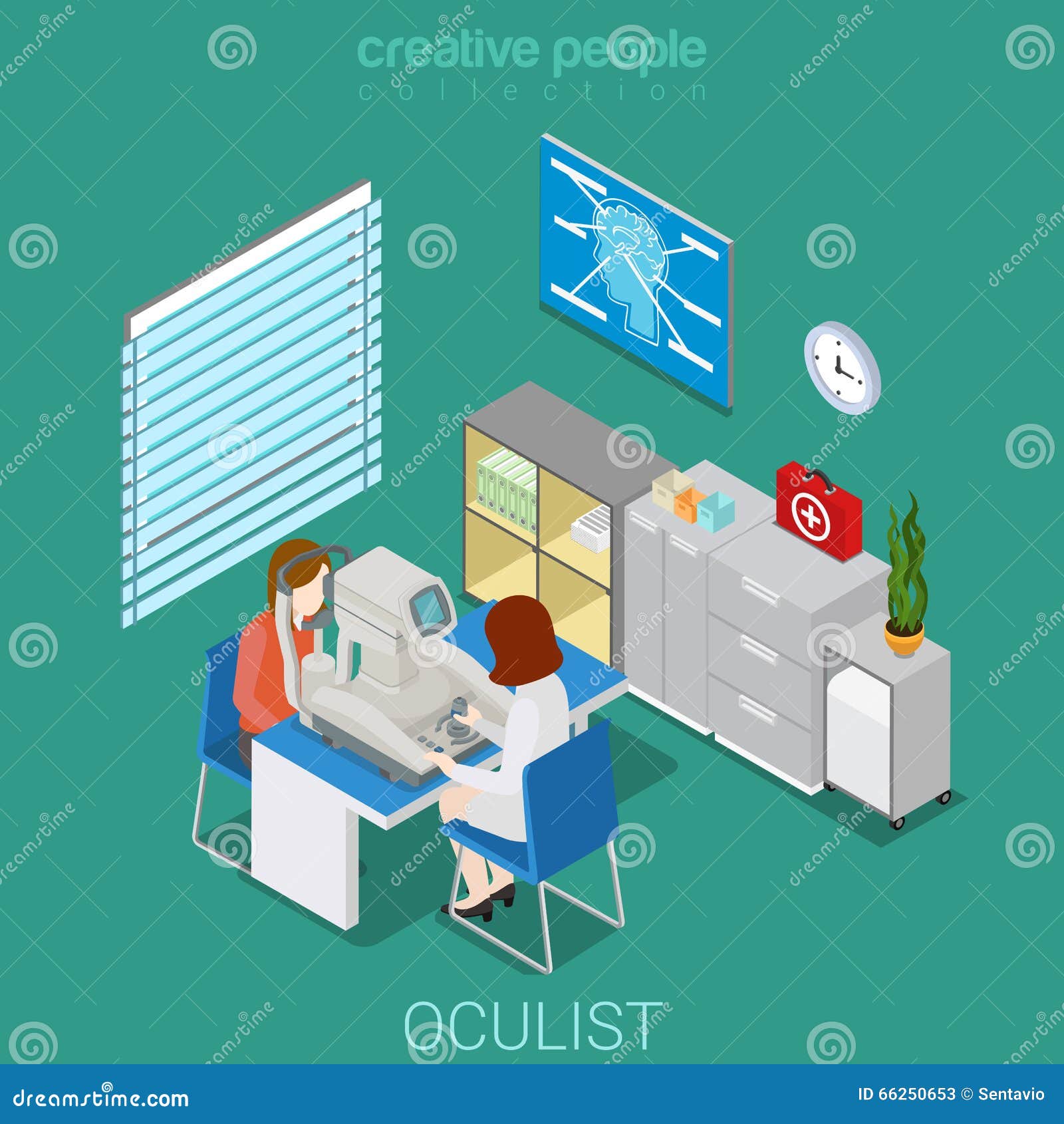 oculist ophtalmologist ophtalmology flat isometric  3d