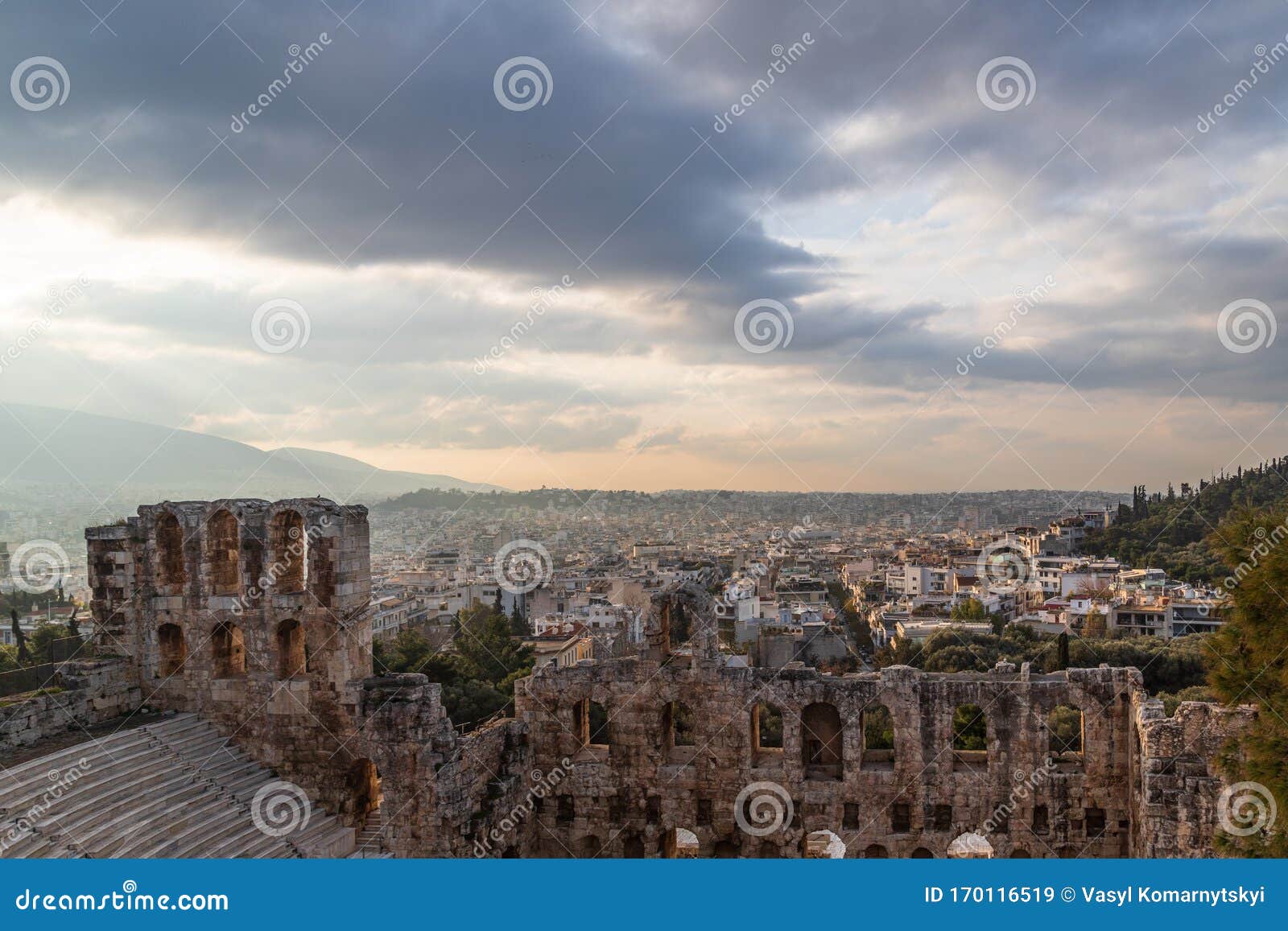 odeon of herodes atticus, acropolis, athens, greece. the odeon of herodes atticus is a stone theatre structure located