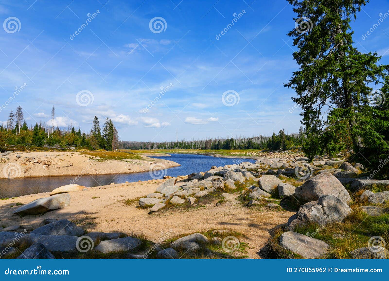 oderteich dam in the harz mountains, near braunlage. landscape at the lake in lower saxony