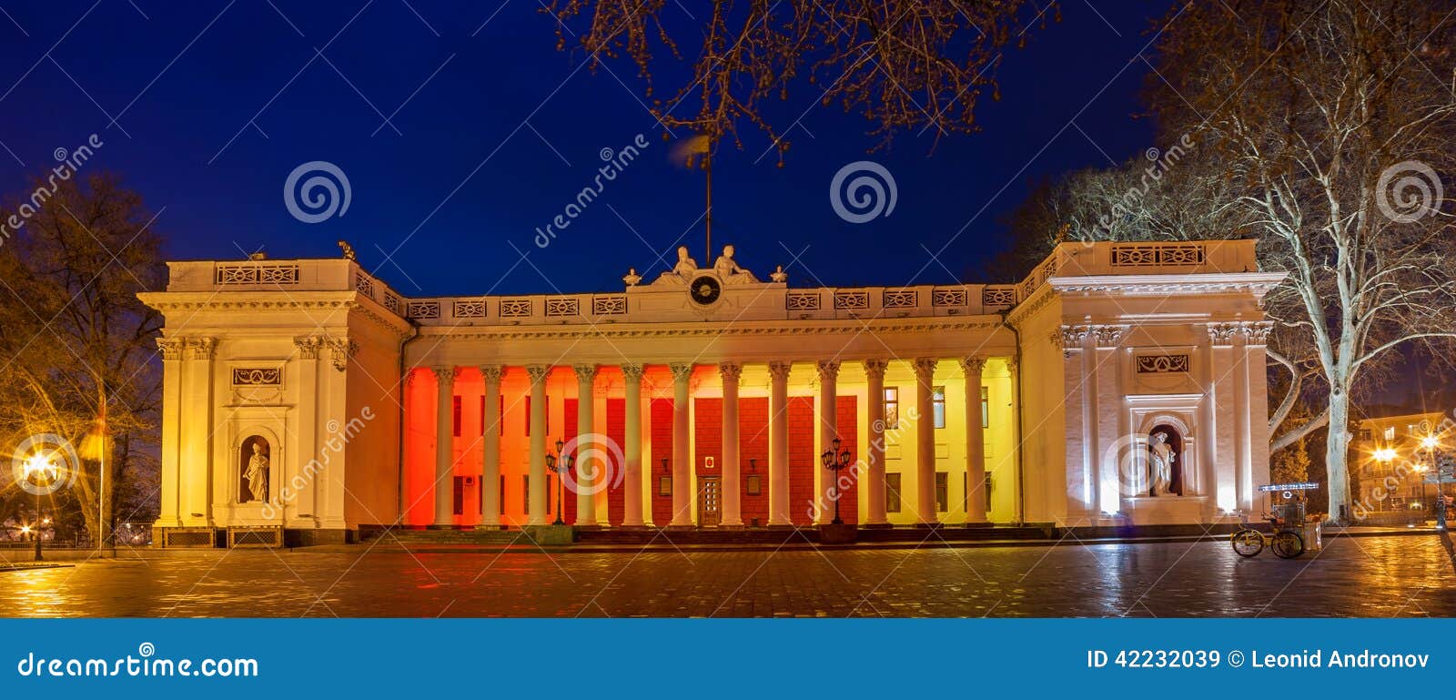 Odessa City Hall at Night Ukraine Stock Image Image of monument