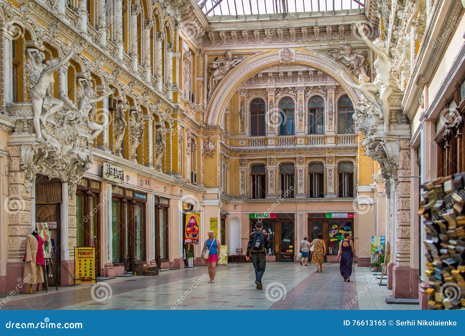 Odessa. Hotel Passage, and on the First Floor Shops. Editorial Image