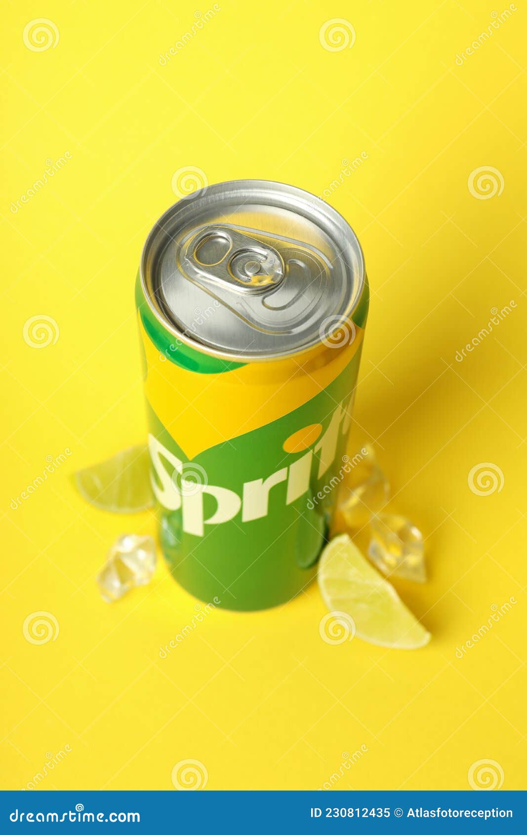 Odessa, Ukraine September 23, 2021 Sprite Can on Yellow Background