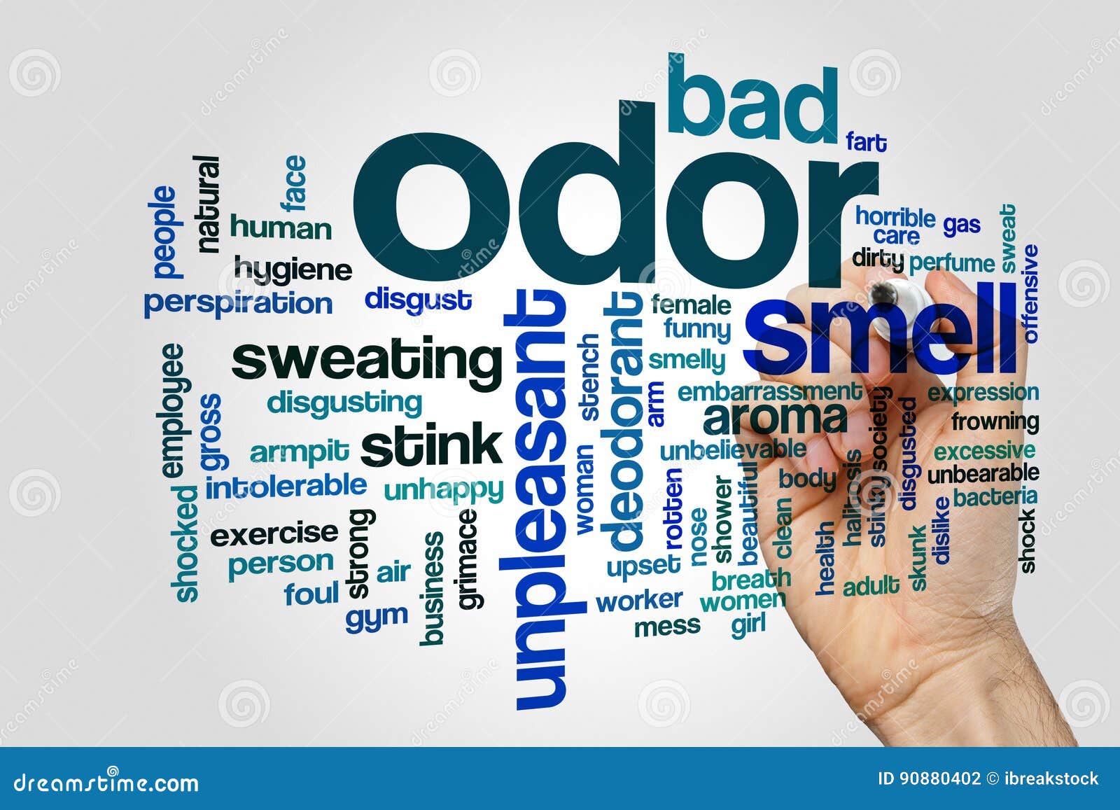 Odor word cloud concept stock photo. Image of nose, skunk 90880402