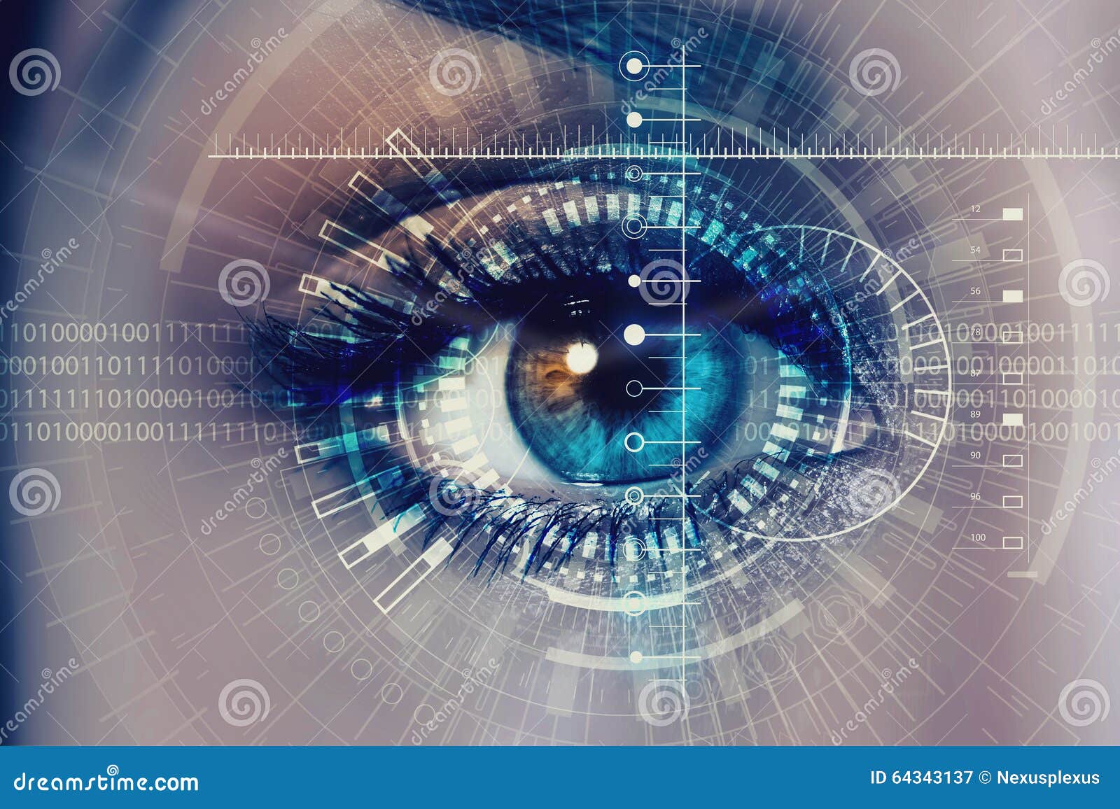 Oeil numérique femelle image stock. Image du balayage 64343137