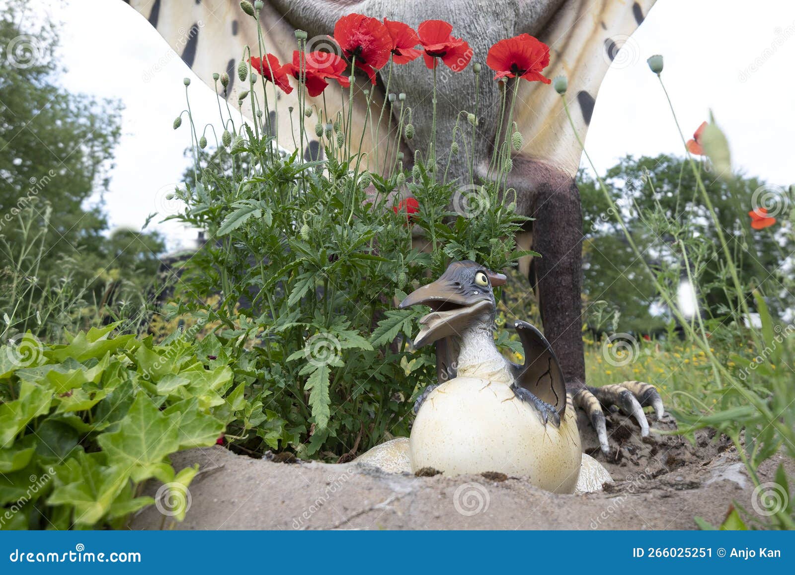 Pterodactyl near the nest with eggs in Dinosaur Park, Moscow, Russia Stock  Photo - Alamy