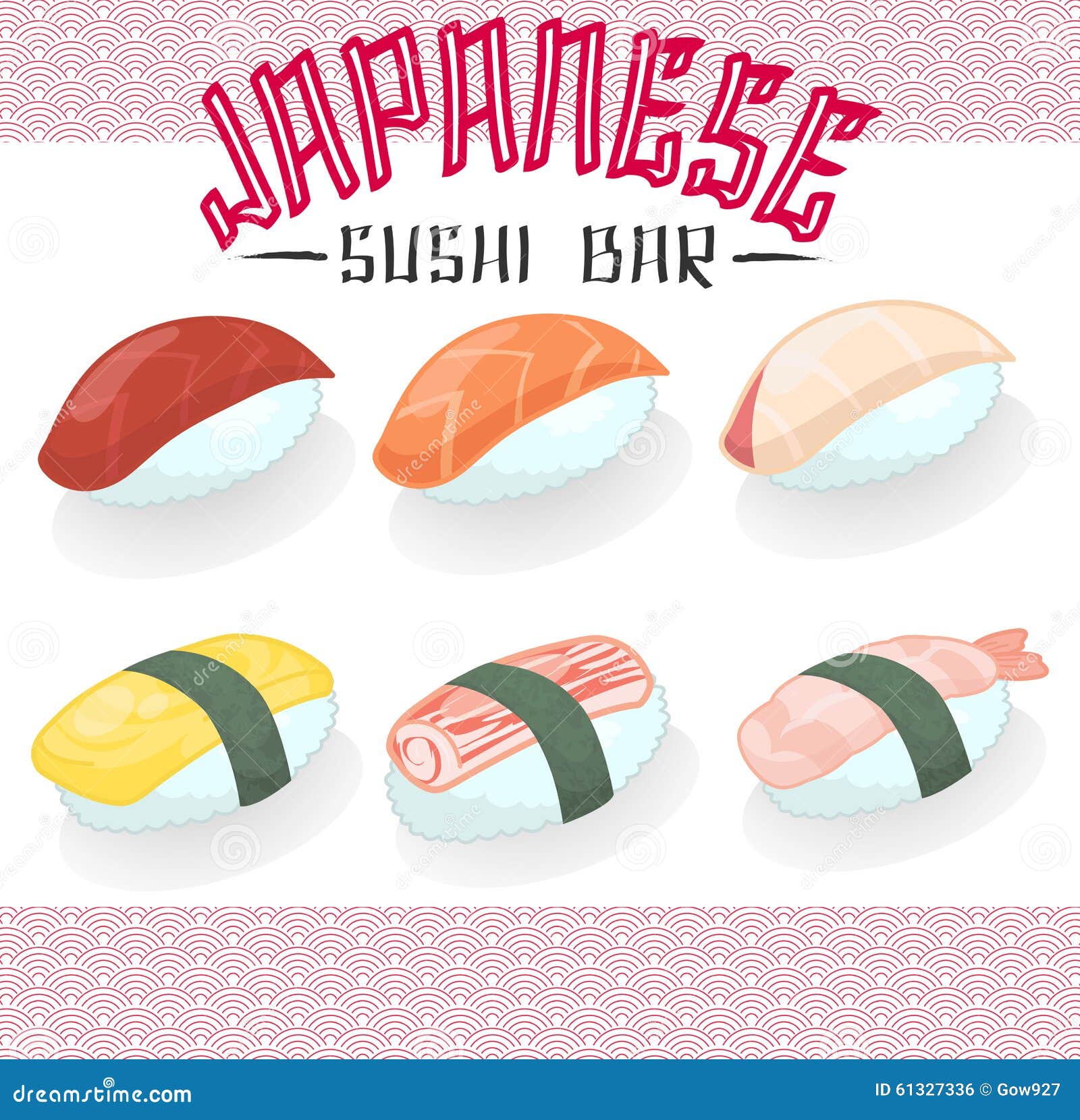 Oeuf Bas De Bonbon à Hamachi De Cuisine De Nourriture De Thon Saumoné  Japonais De Sushi Illustration de Vecteur - Illustration du cuisine, crabe:  61327336