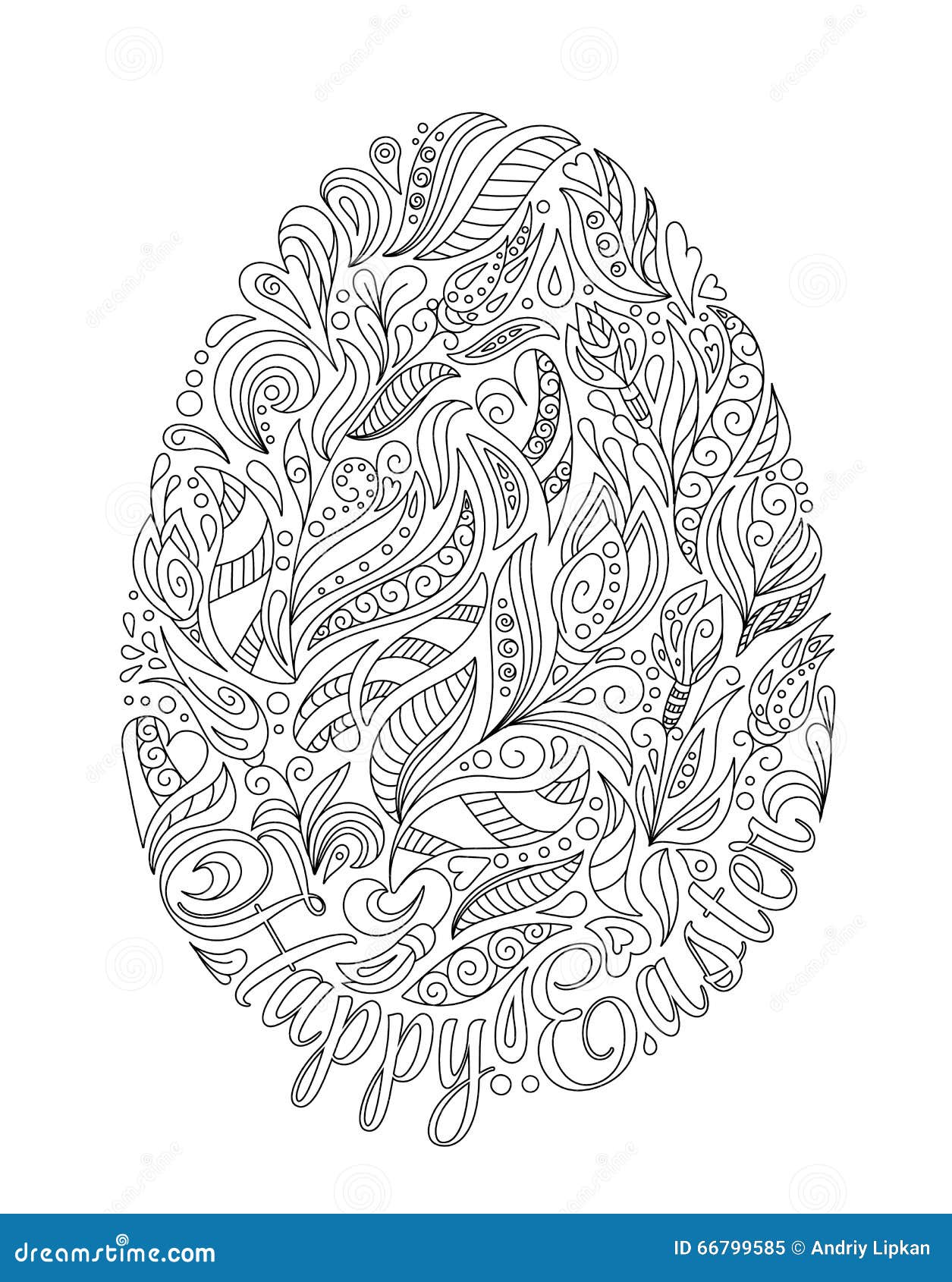 Oeuf de p¢ques avec le mod¨le dans le style de zentangle Livre de coloriage pour les enfants adultes et plus ¢gés Dessin d ensemb