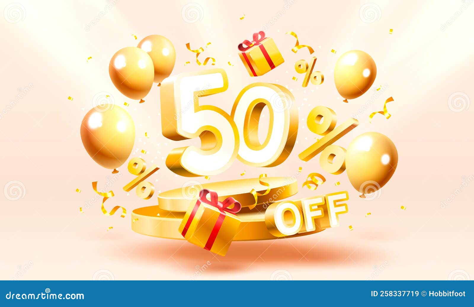 50 Off Discount Creative Composition Stock Vector Illustration Of