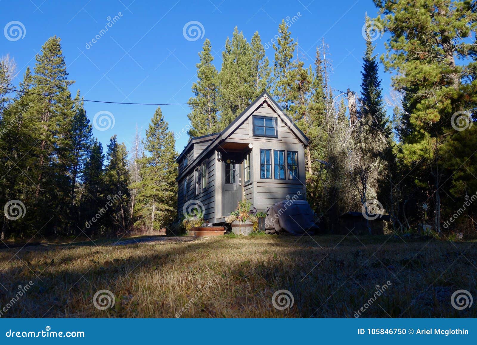 Off Grid Tiny House in the Mountains Stock Photo Image of micro, grid
