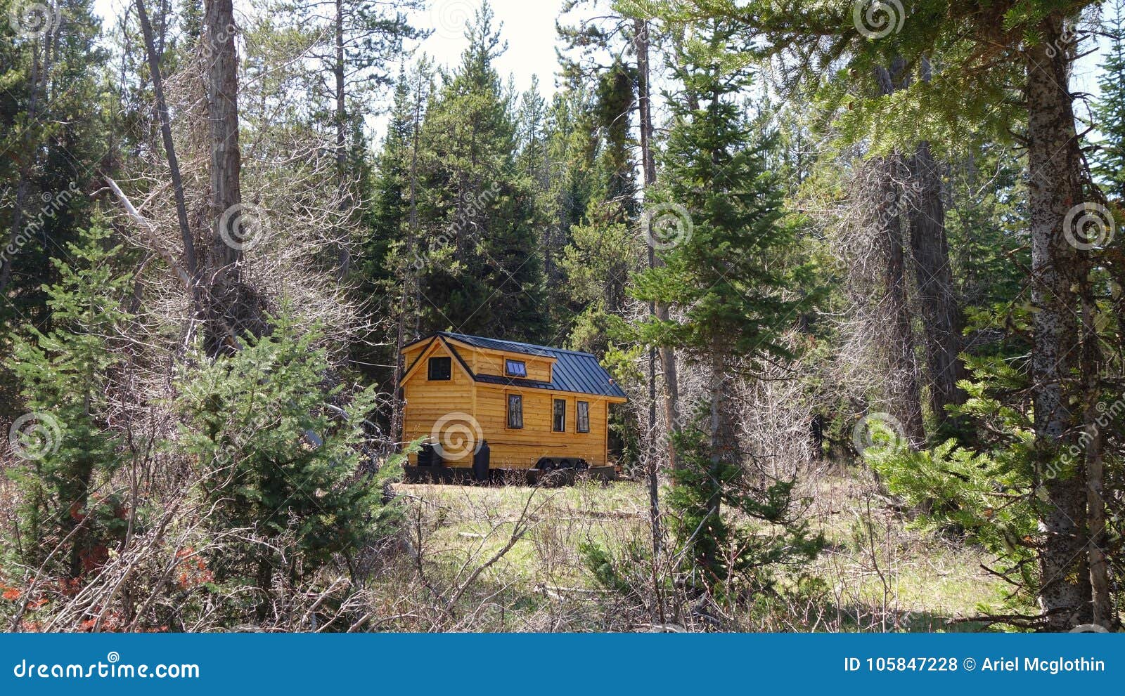 Off Grid Tiny House in the Mountains Stock Photo Image of design