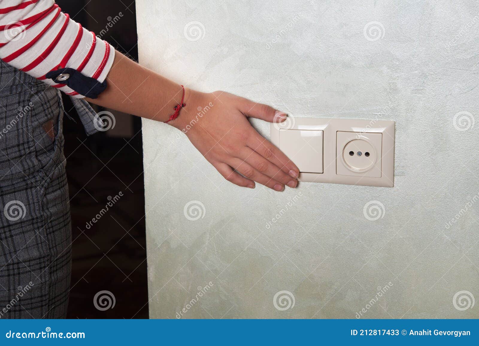 On or Off Light Switch. Woman Hand Stock Image Image of circuit