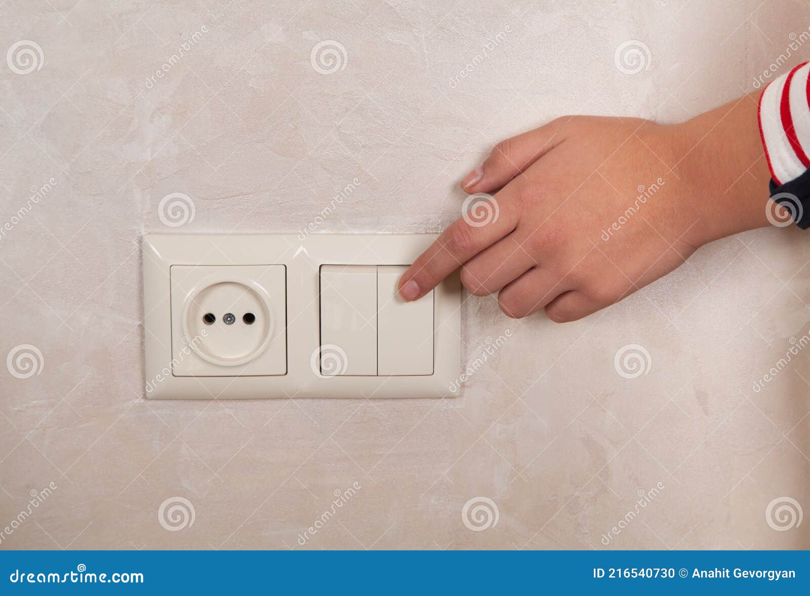 On or Off Light Switch. Woman Hand Stock Photo Image of power