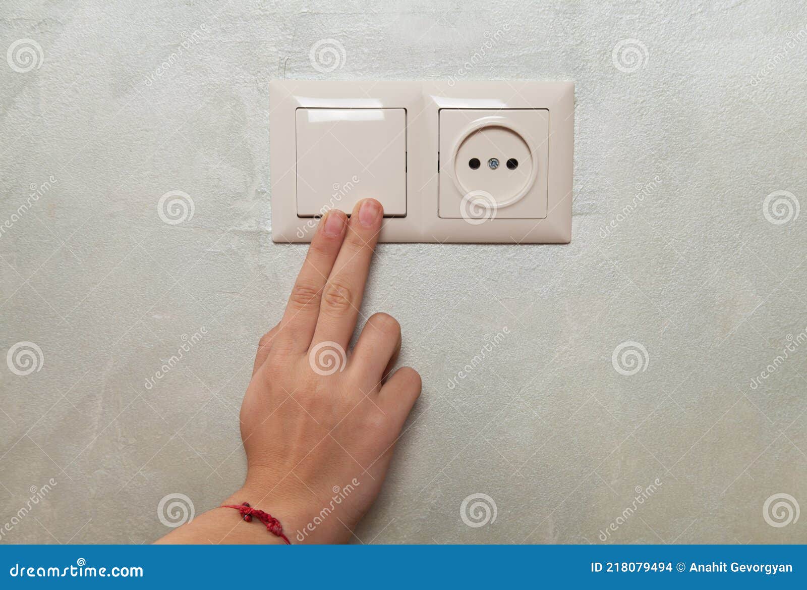 On or Off Light Switch. Woman Hand Stock Photo Image of woman, wall