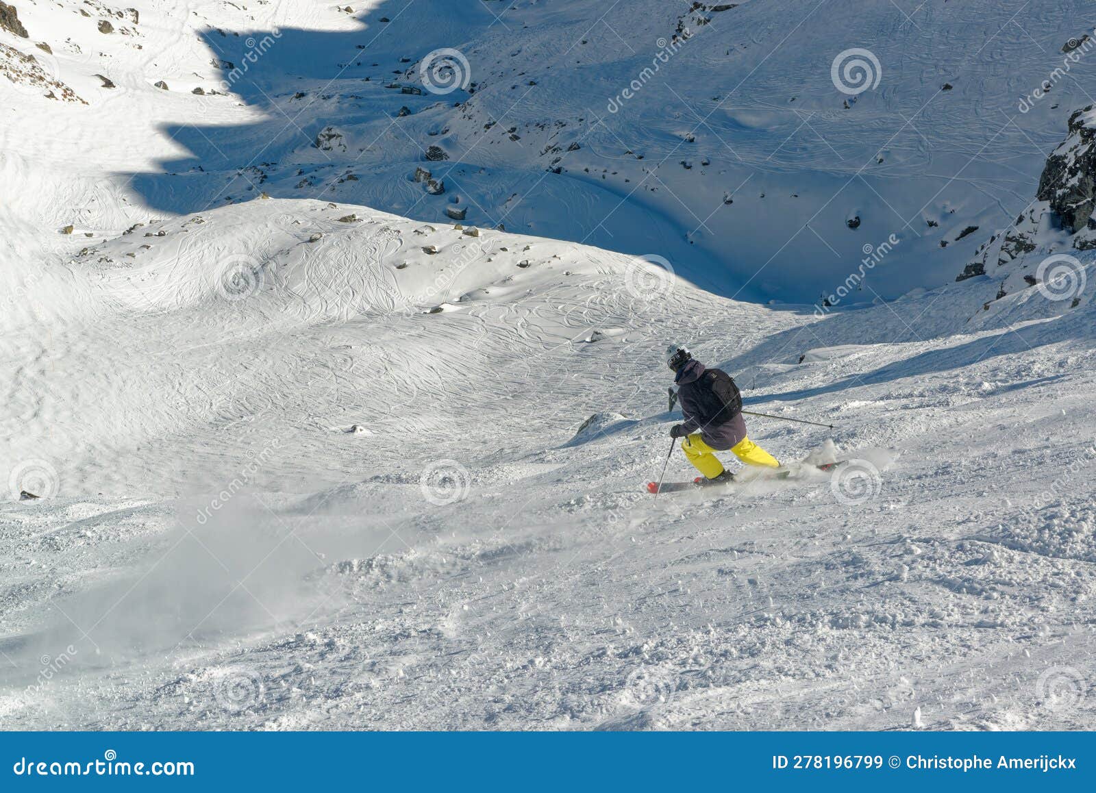 Off-piste Skiing in Mont Gele, Verbier, Switzerland Stock Image - Image ...