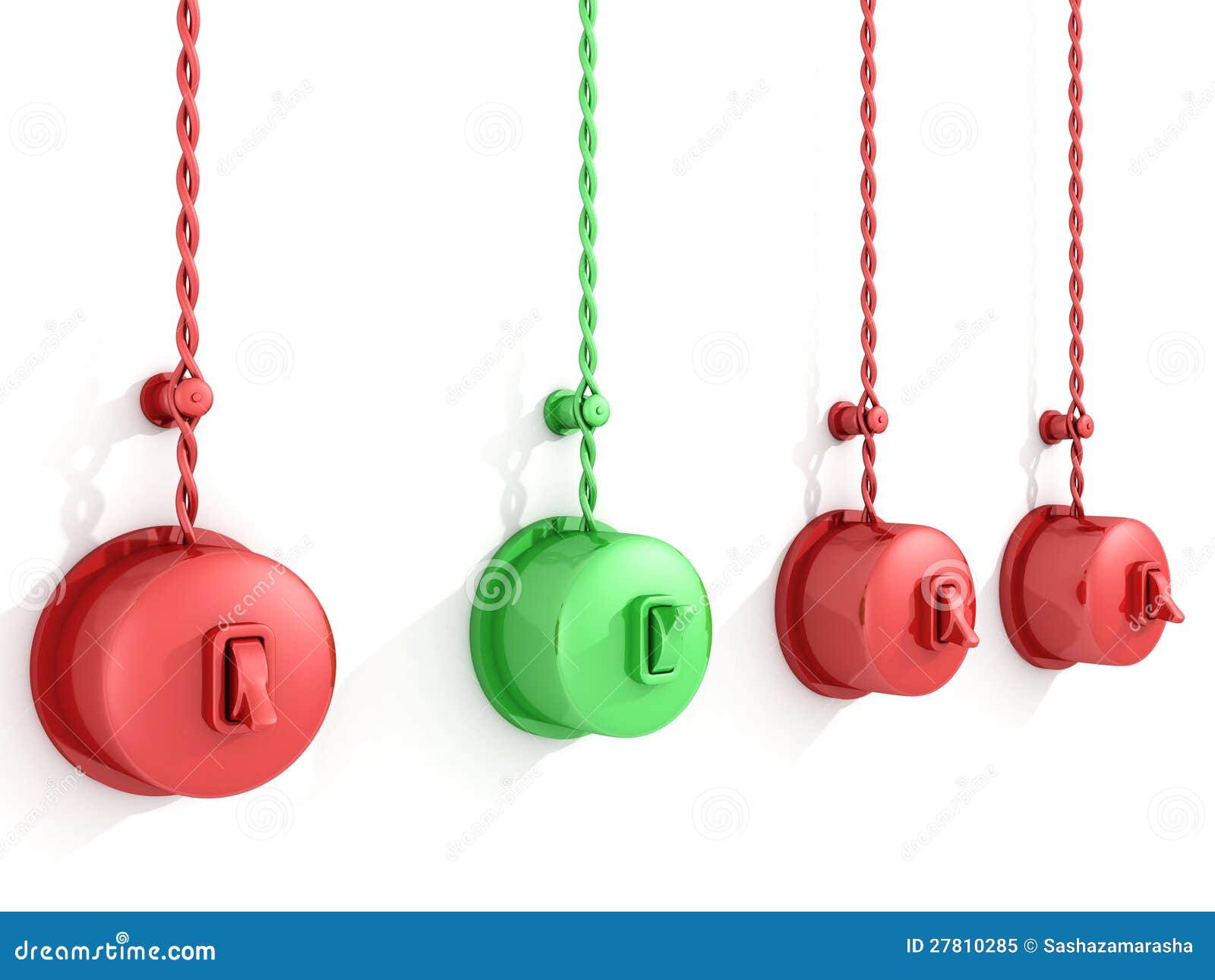 On and Off Red and Green Switch on White Stock Illustration